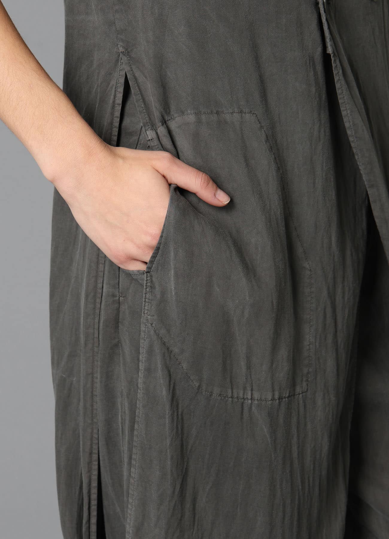 GARMENT-DYED LAWN DOUBLE FRONT LONG JACKET