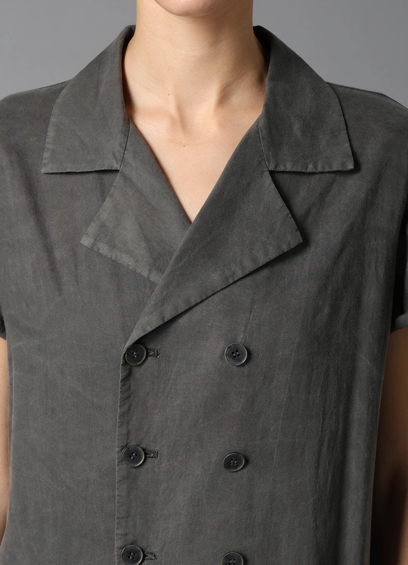 GARMENT-DYED LAWN DOUBLE FRONT LONG JACKET