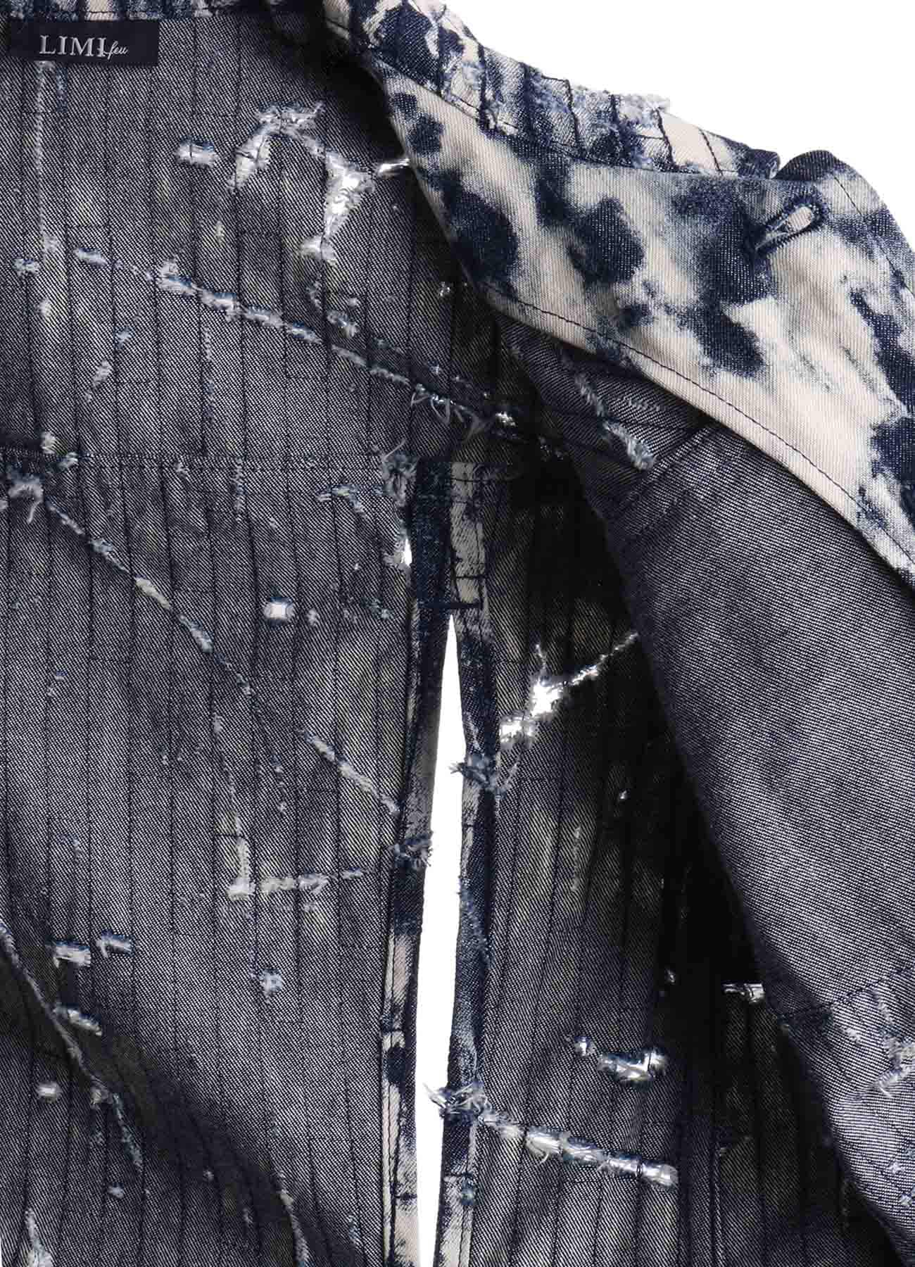 DAMAGED DENIM DESIGNED SLEEVE JACKET A