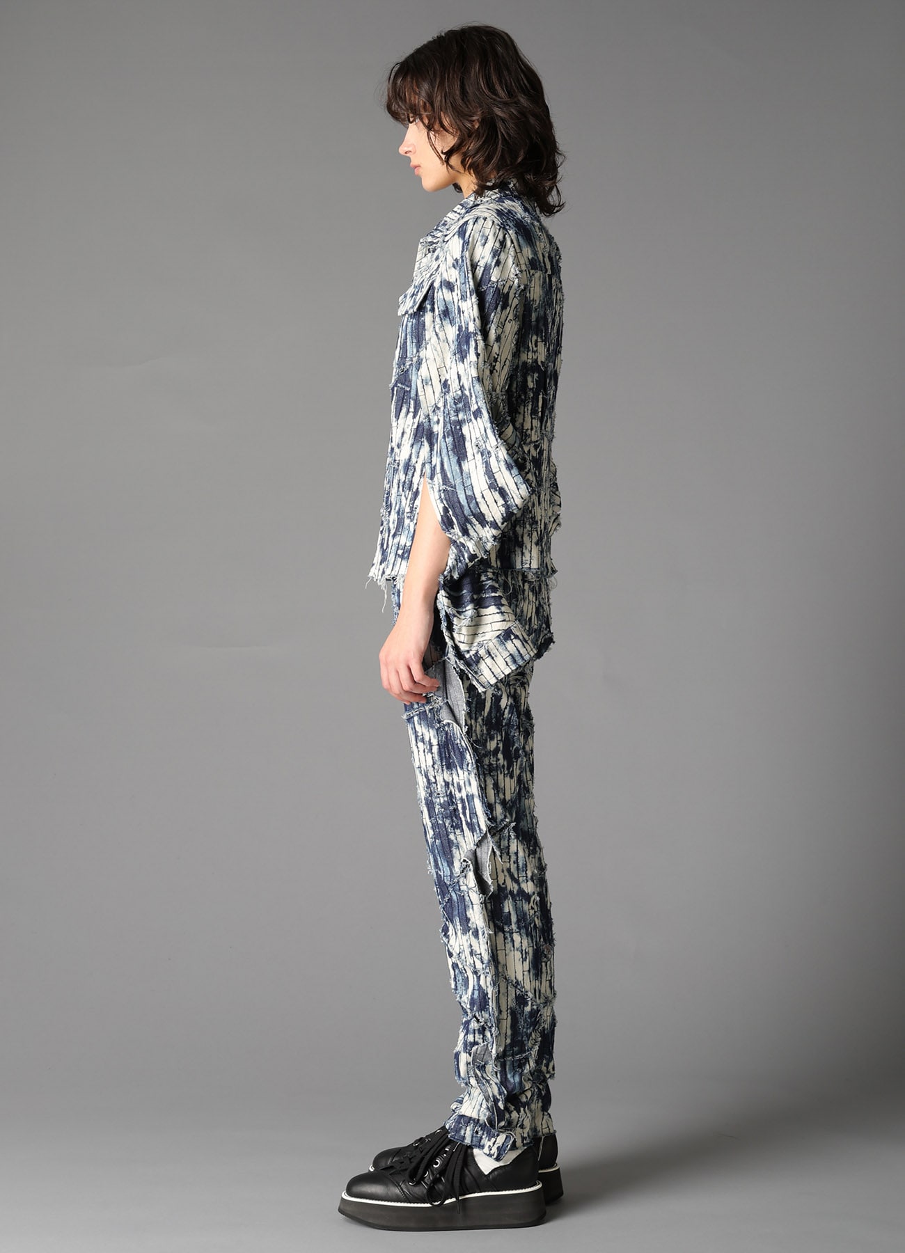 DAMAGED DENIM DESIGNED SLEEVE JACKET A