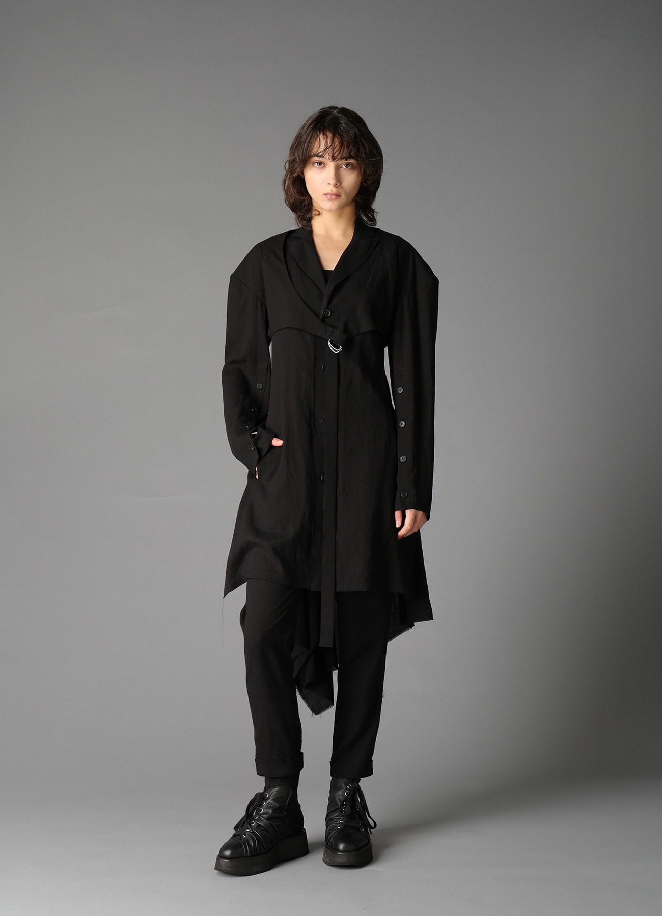 CELLULOSE/ LINEN LAWN BIG SHOULDER JACKET