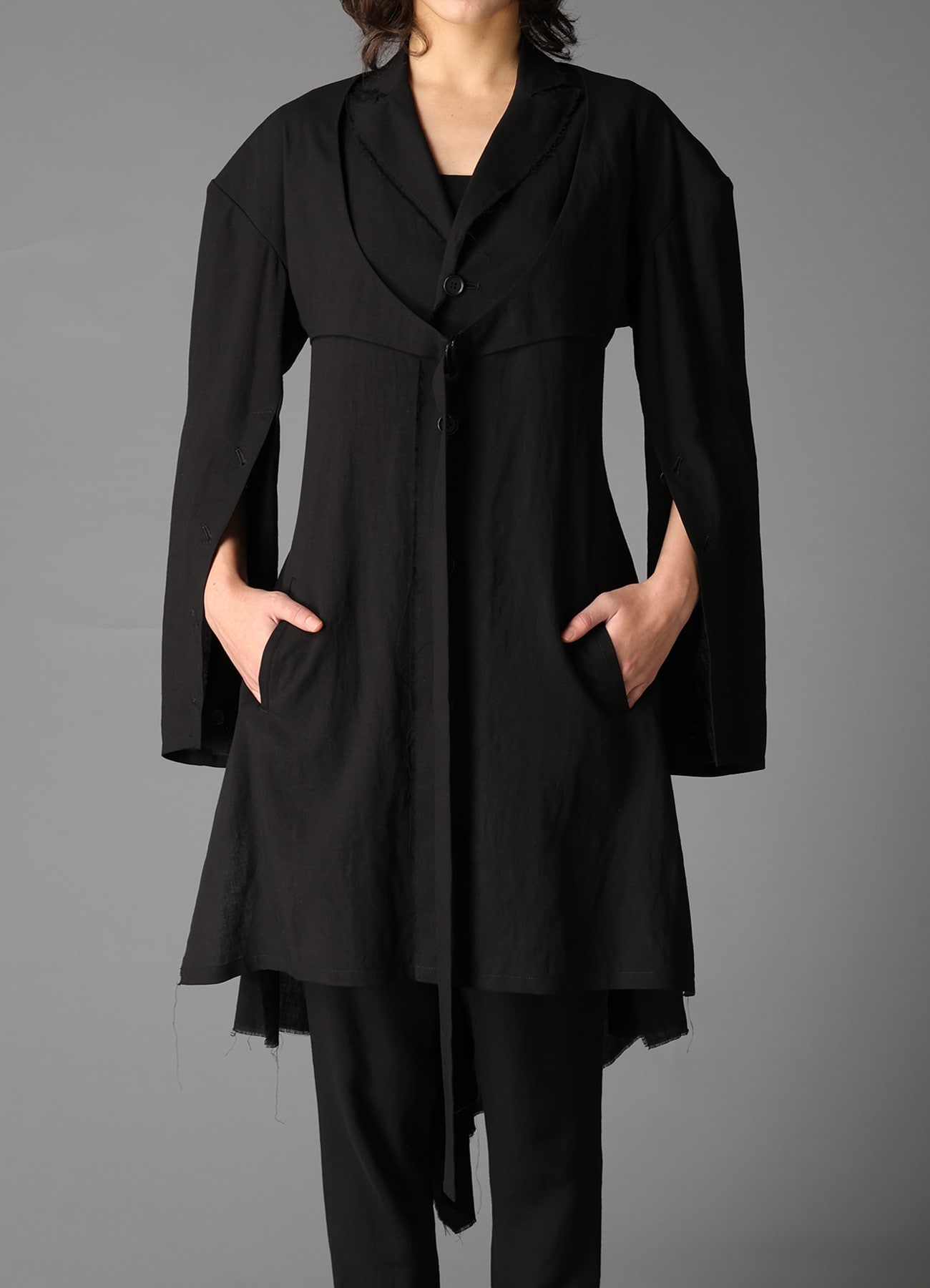 CELLULOSE/ LINEN LAWN BIG SHOULDER JACKET