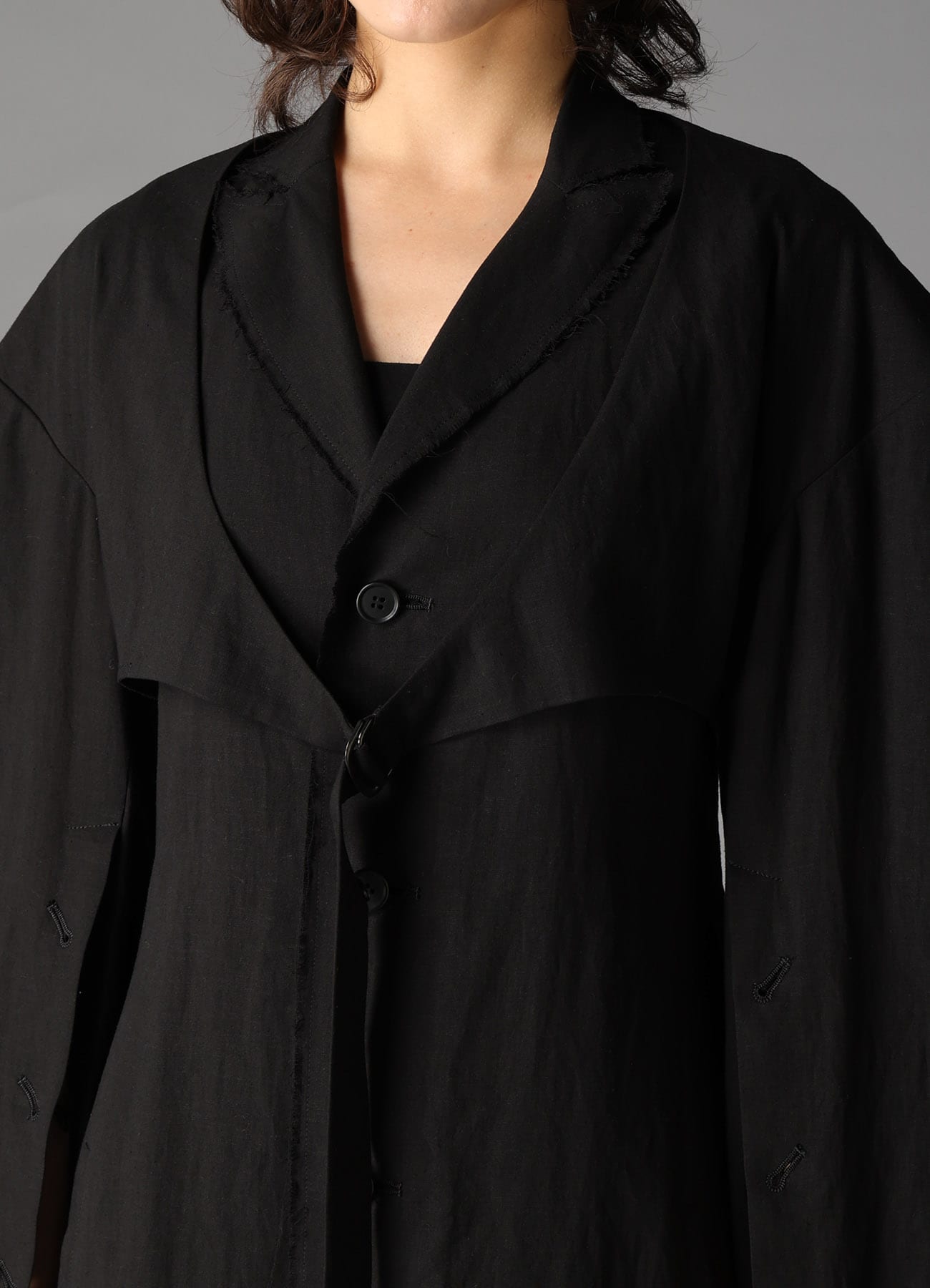 CELLULOSE/ LINEN LAWN BIG SHOULDER JACKET