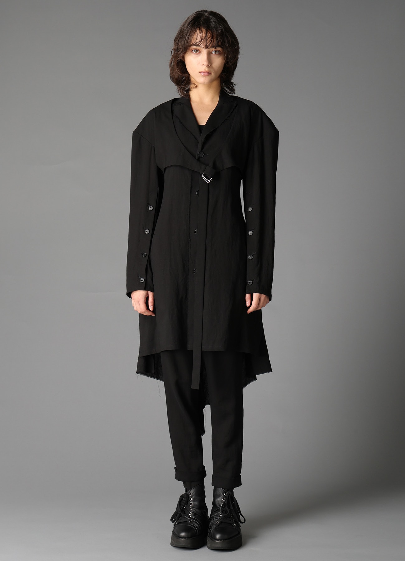 CELLULOSE/ LINEN LAWN BIG SHOULDER JACKET