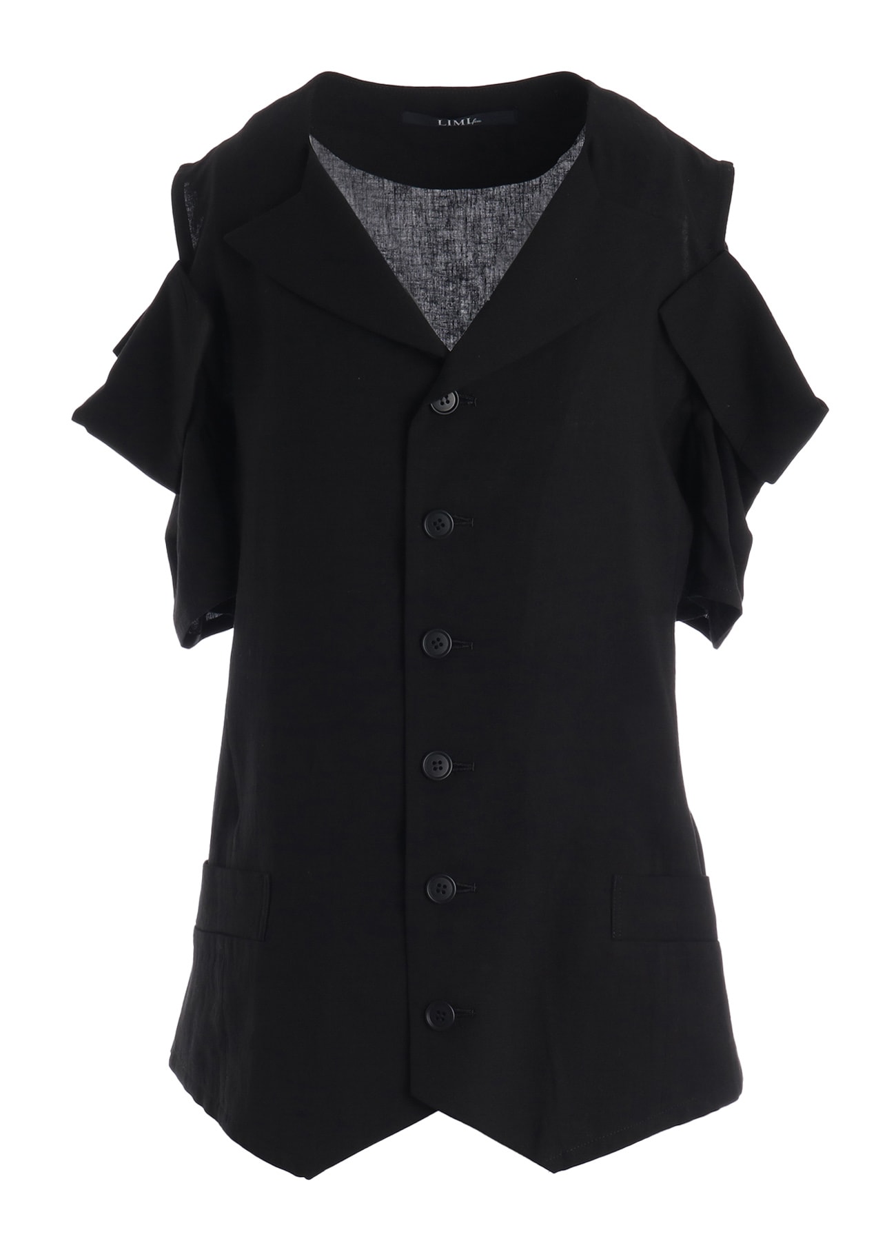 CELLULOSE/ LINEN LAWN OPEN SHOULDER JACKET