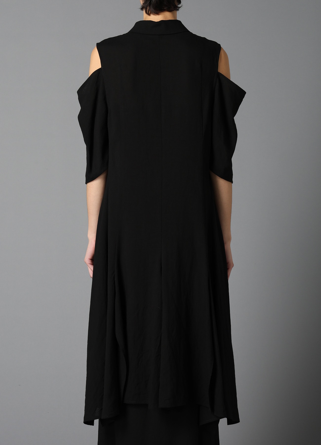 CELLULOSE/ LINEN LAWN OPEN SHOULDER LONG JACKET