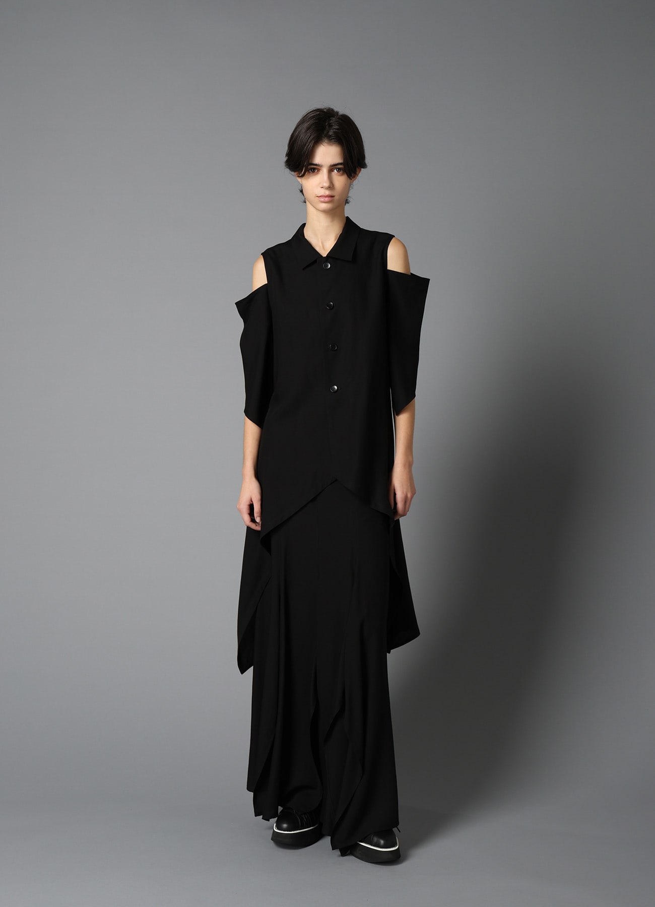 メル25773 OPEN SHOULDER LONG JACKET(S Black): LIMI feu｜THE SHOP YOHJI YAMAMOTO