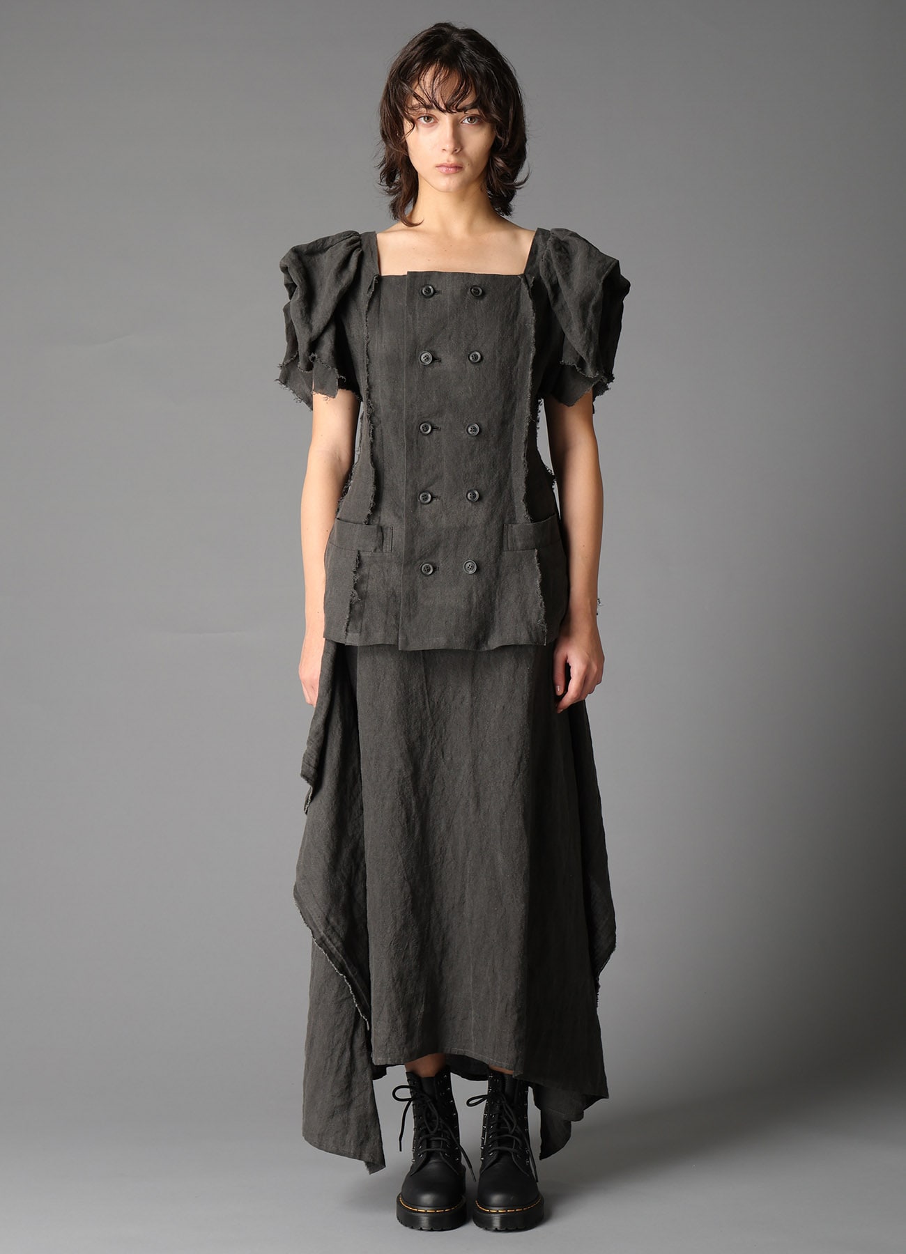 INK DYED LAWN GATHER SLEEVE JACKET