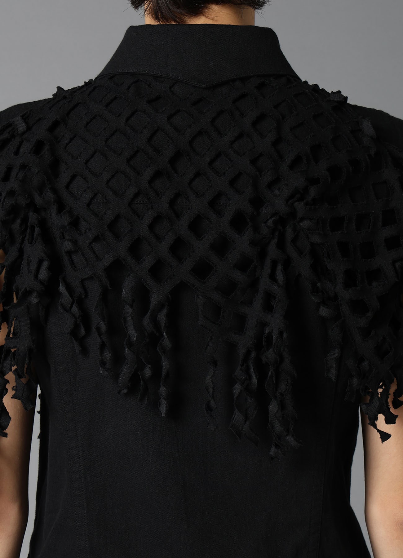 BLACK DENIM DESIGNED PANEL JACKET