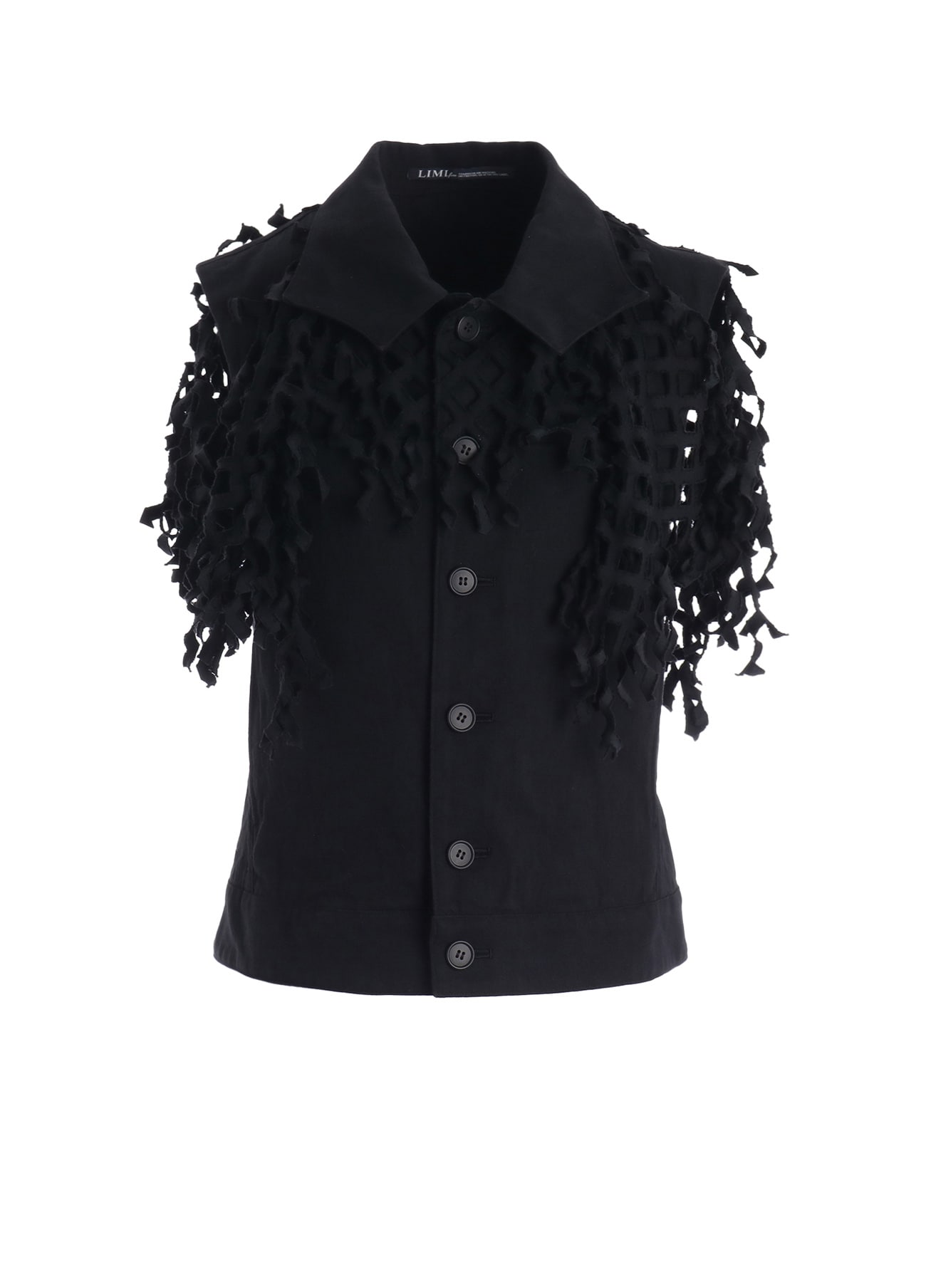 BLACK DENIM DESIGNED PANEL JACKET