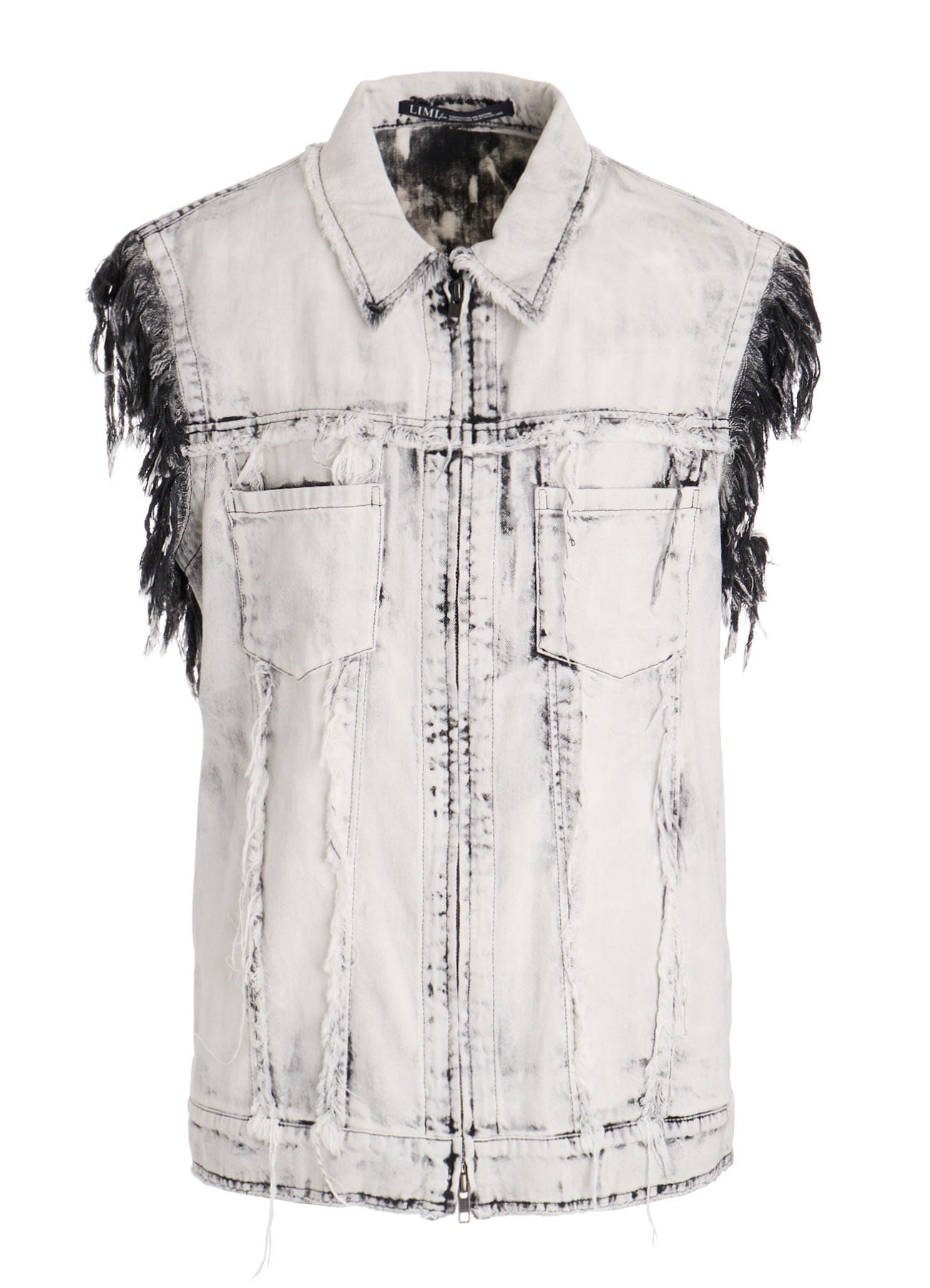 UNIVEN BLEACHED DENIM SLEEVELESS BLOUSON