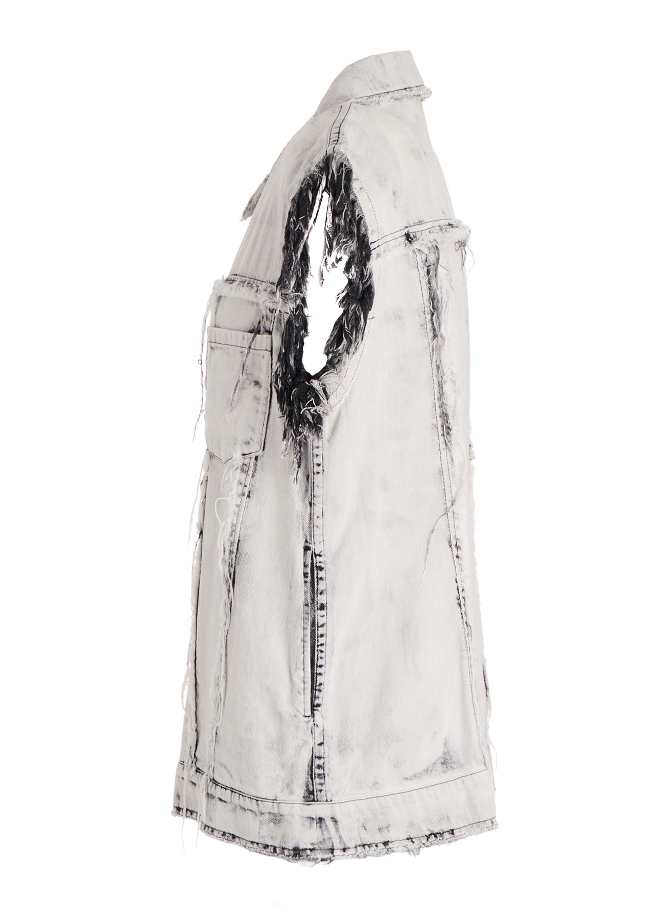 UNIVEN BLEACHED DENIM SLEEVELESS BLOUSON