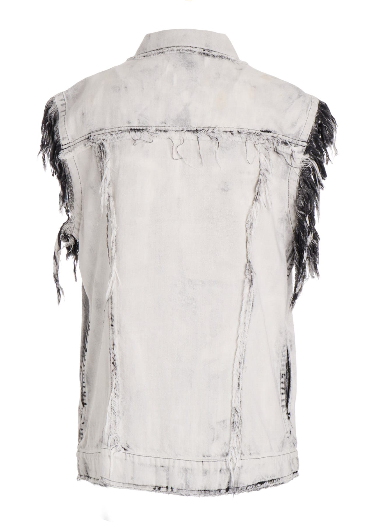 UNIVEN BLEACHED DENIM SLEEVELESS BLOUSON