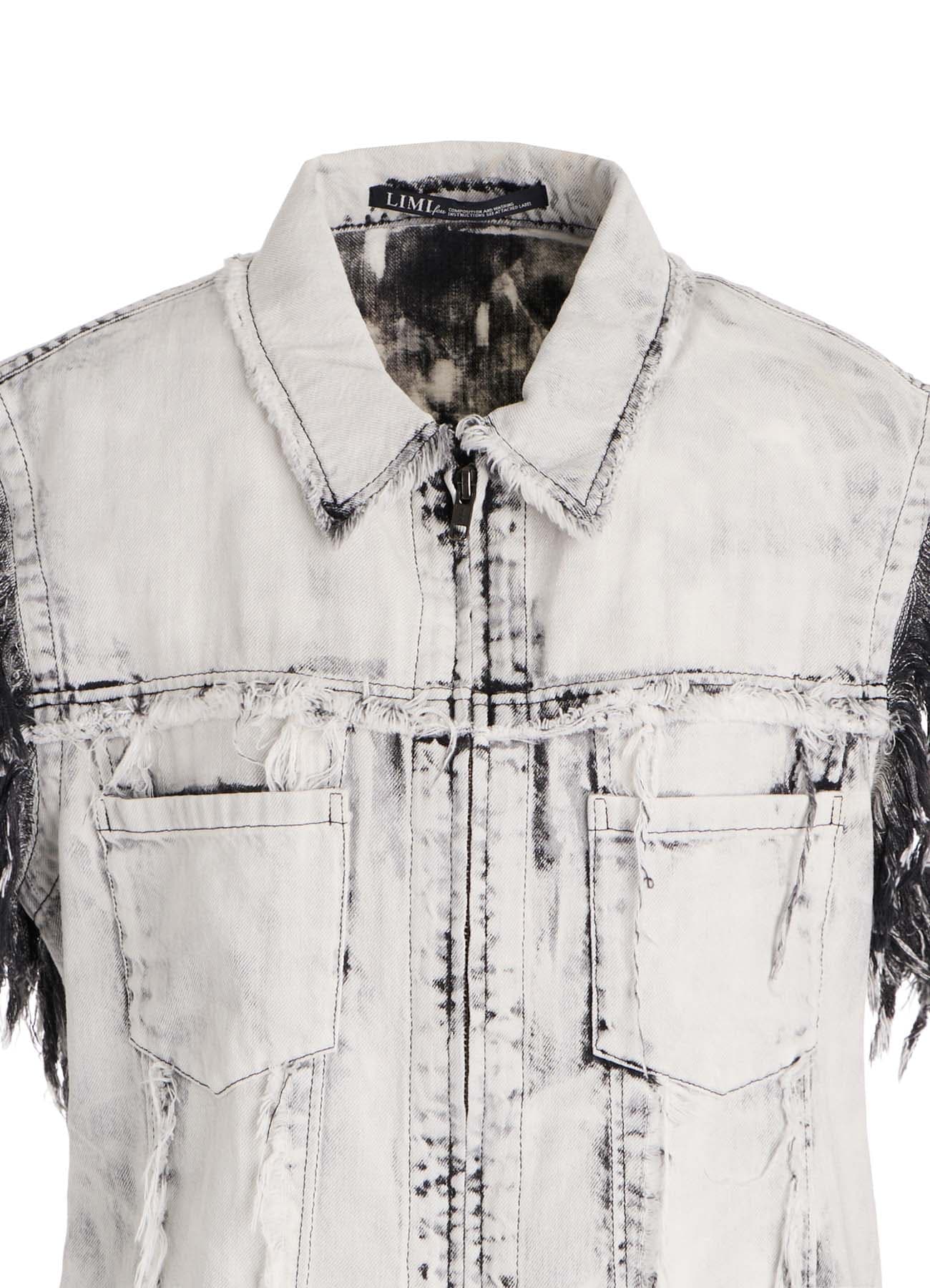 UNIVEN BLEACHED DENIM SLEEVELESS BLOUSON