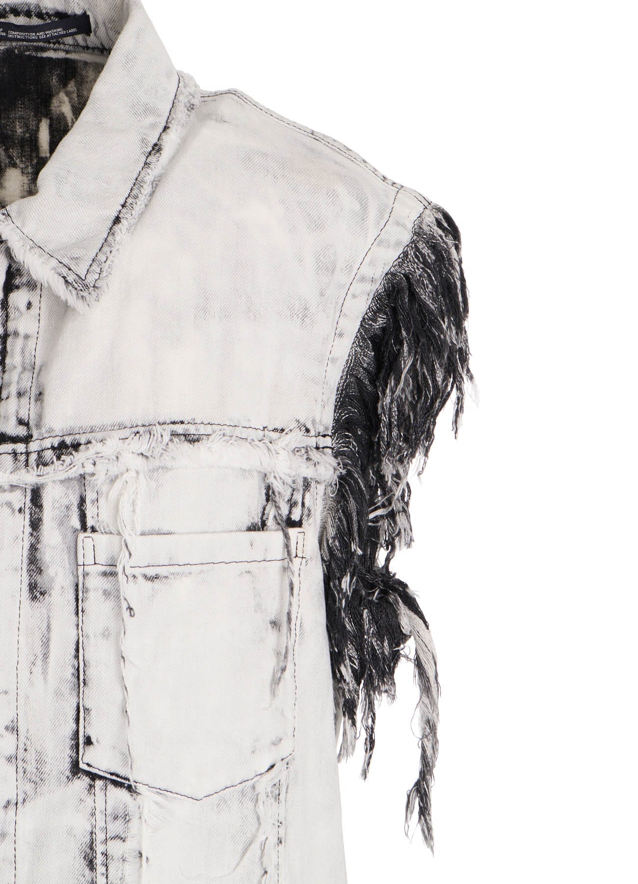 UNIVEN BLEACHED DENIM SLEEVELESS BLOUSON