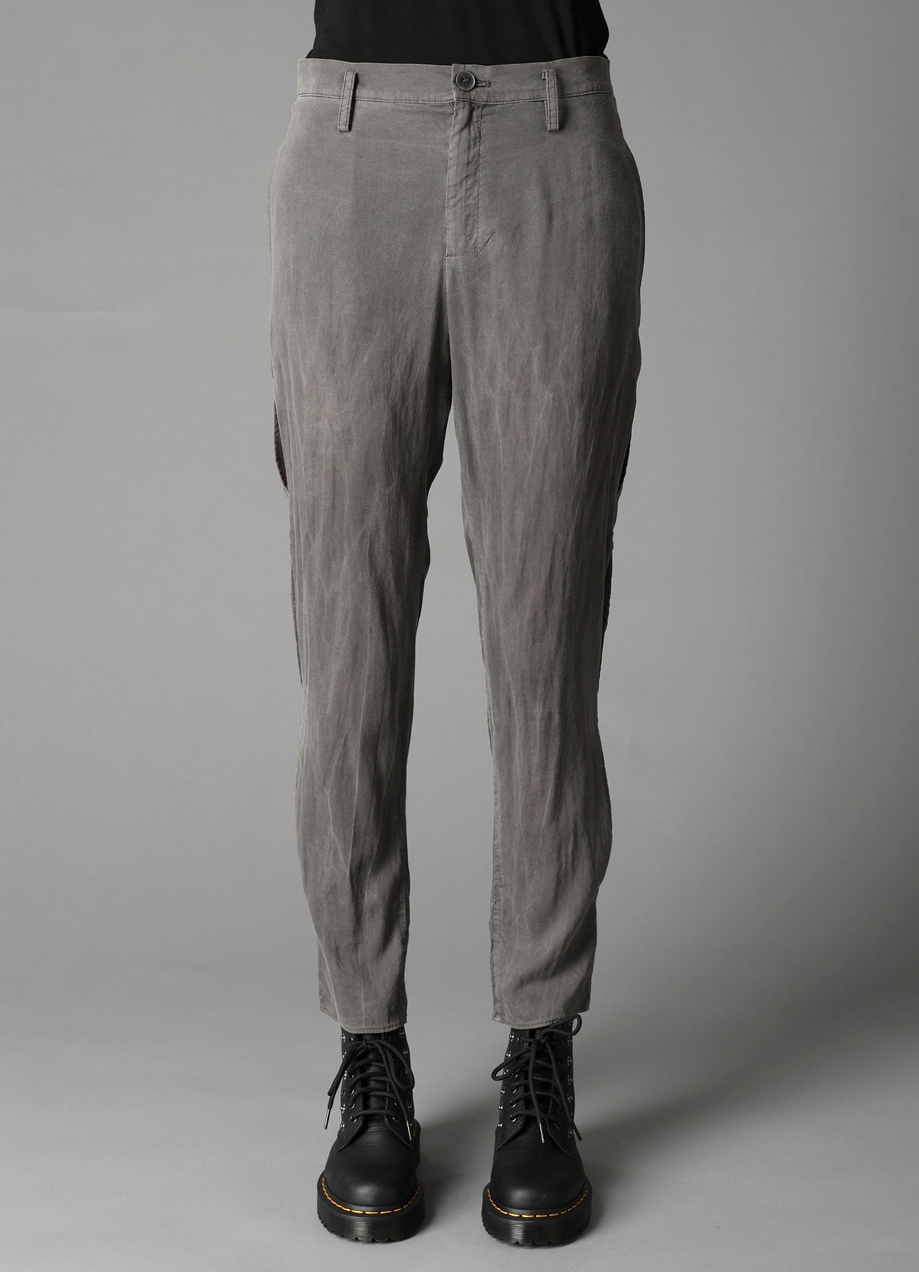 GARMENT-DYED LAWN SLIT SLIM PANTS