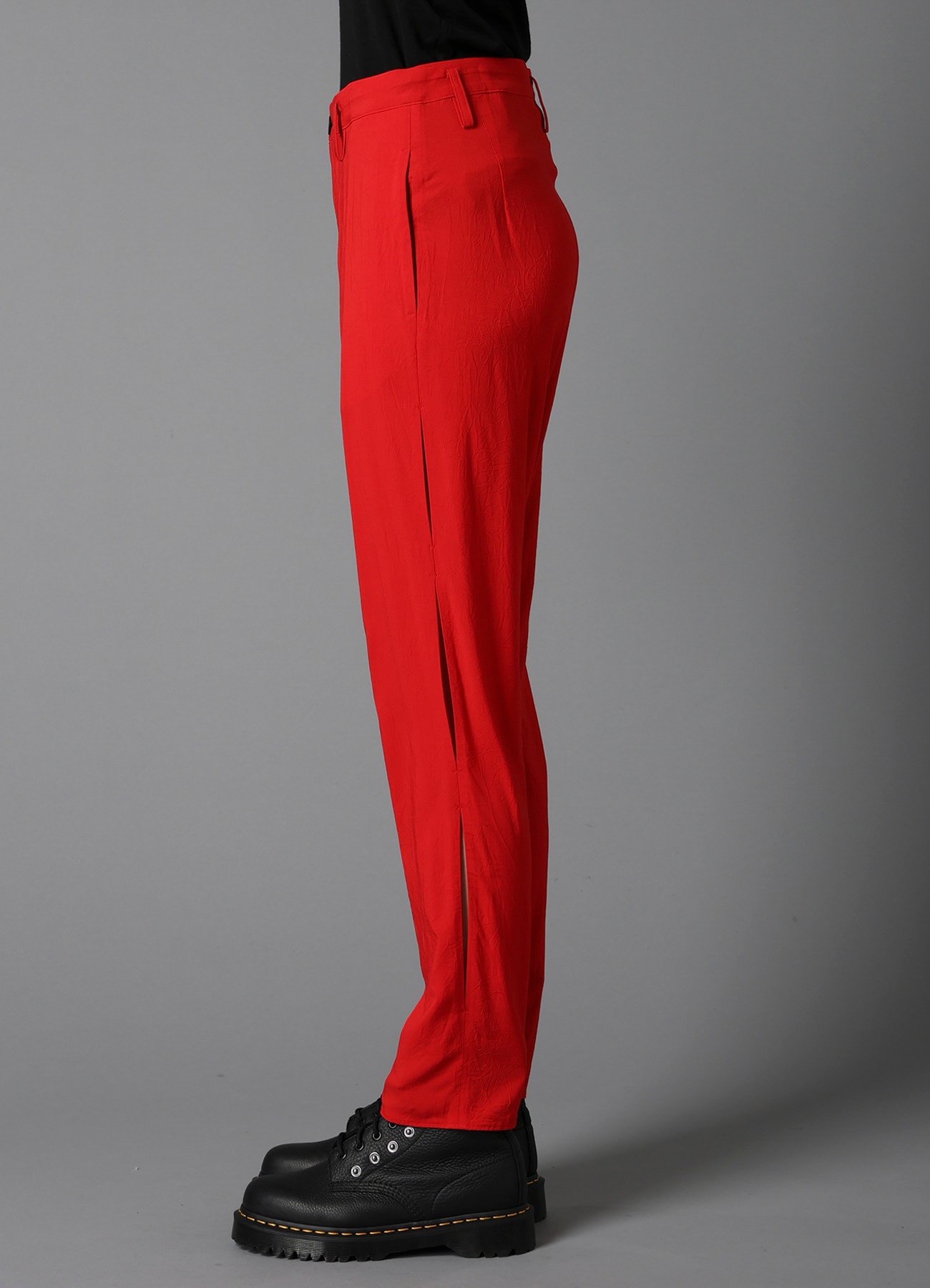 RY/ WRINKLED LAWN SLIT SLIM PANTS