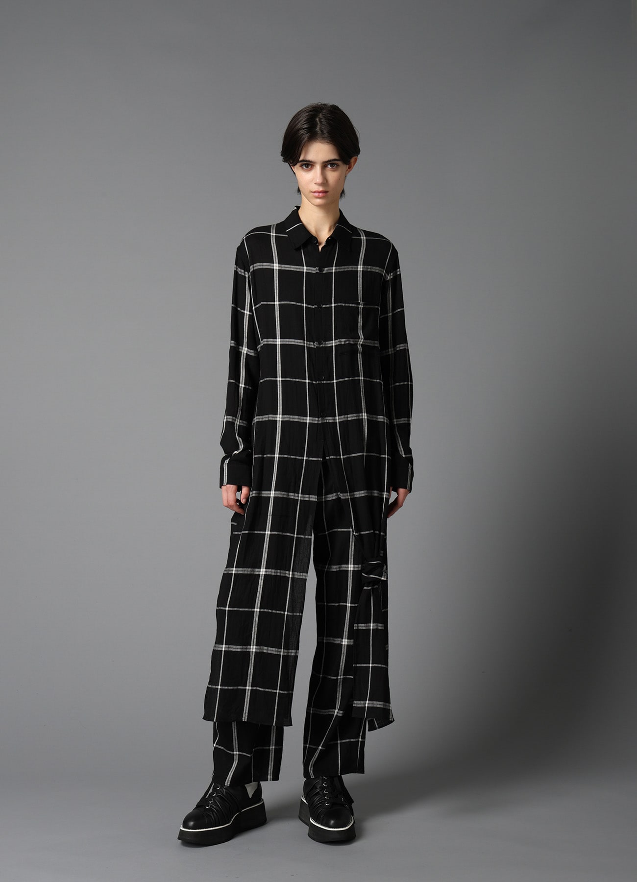 PLAID KHADI SLIT PANTS