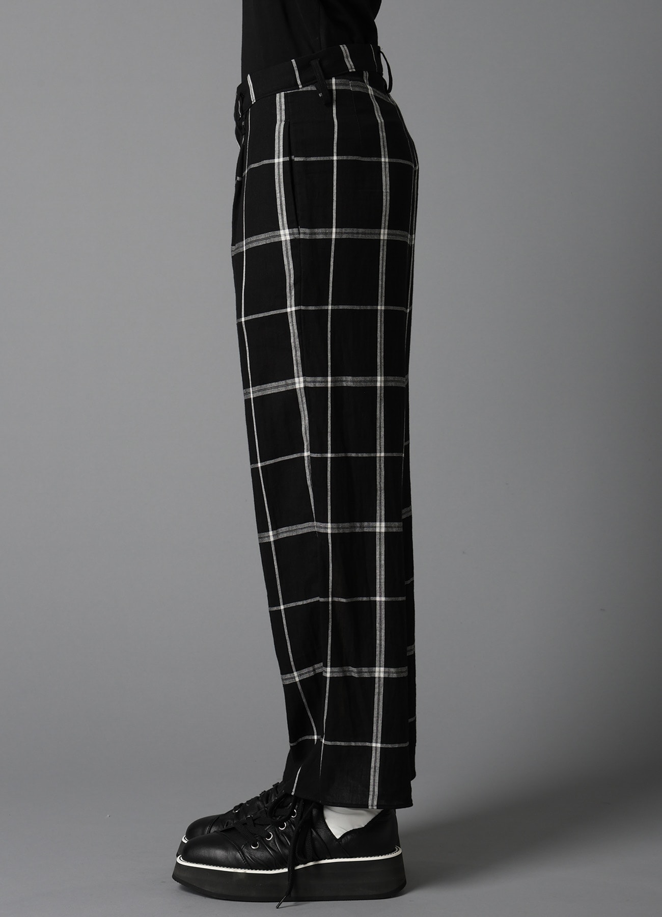 PLAID KHADI SLIT PANTS