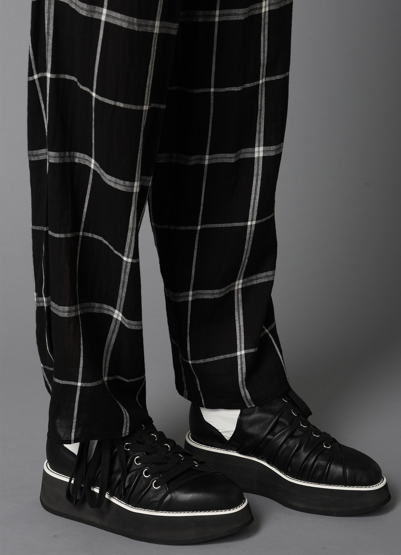 PLAID KHADI SLIT PANTS