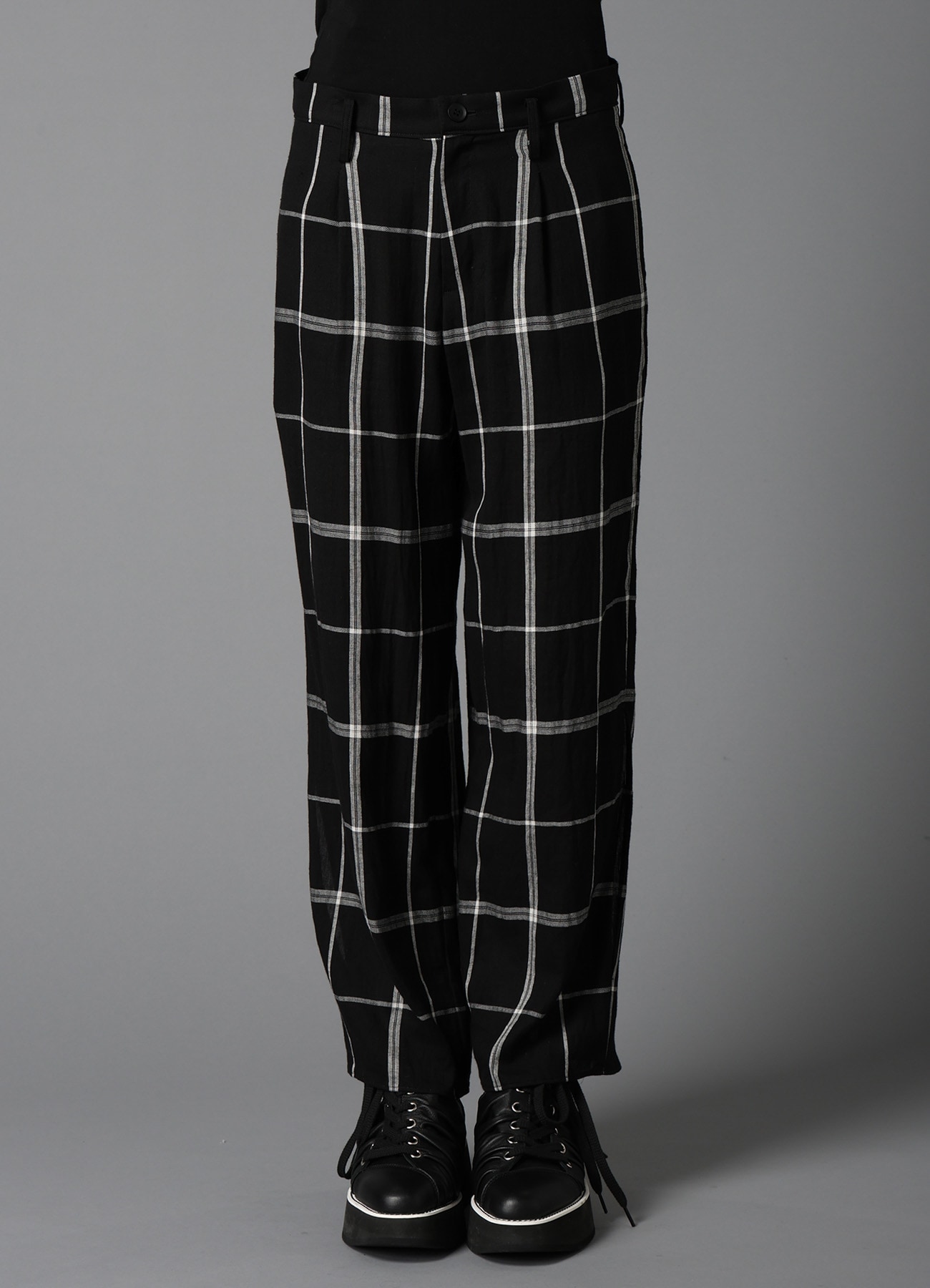 PLAID KHADI SLIT PANTS