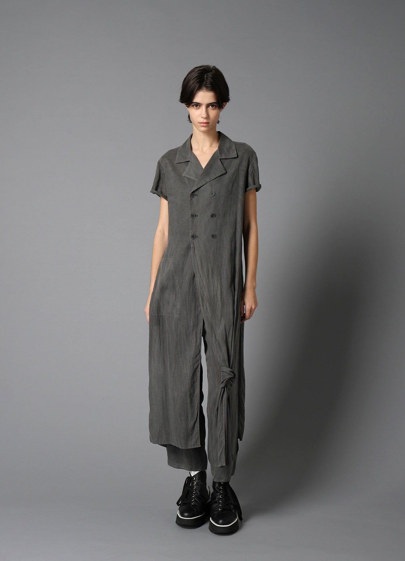 GARMENT-DYED LAWN SLIT PANTS