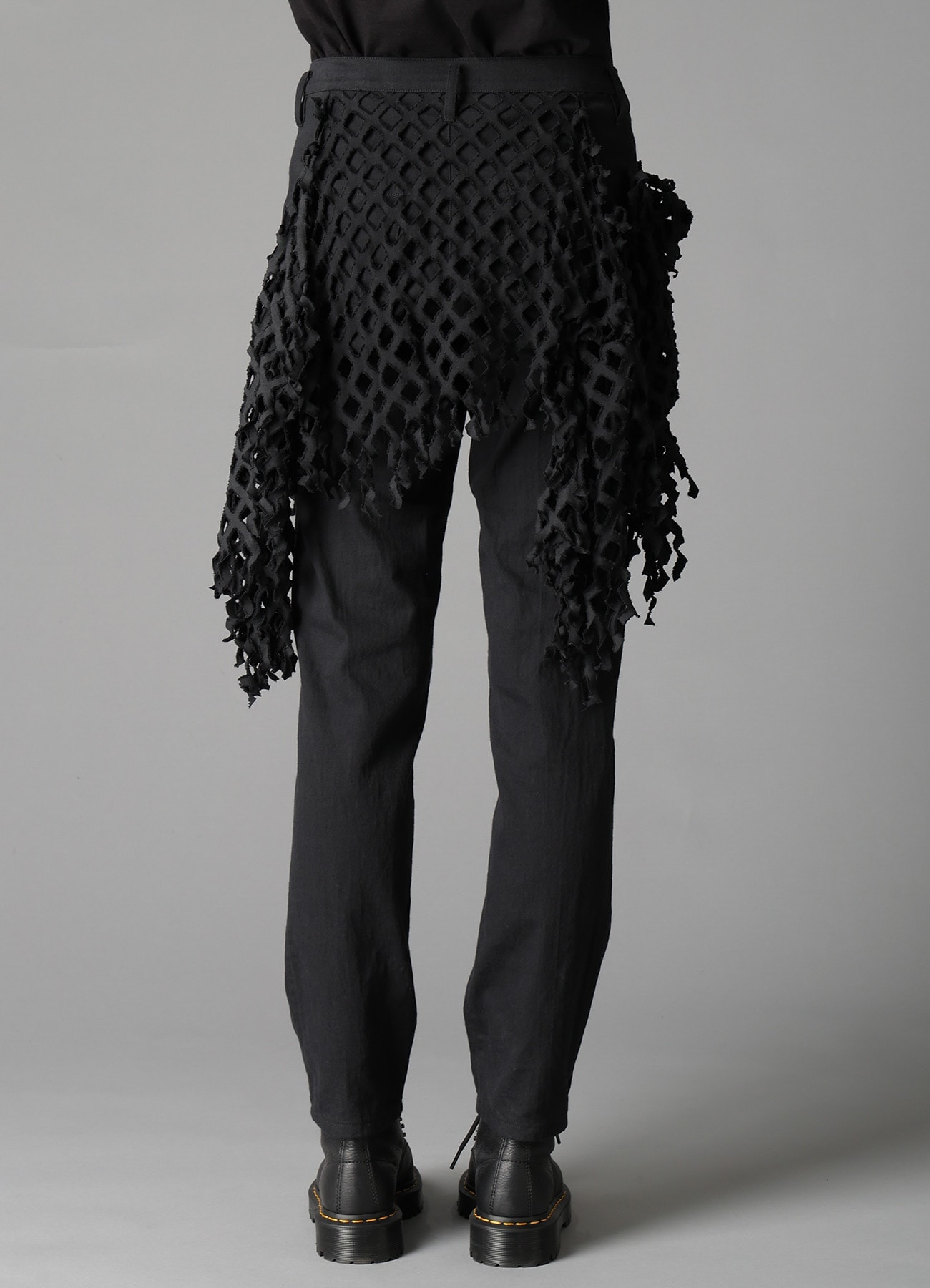 BLACK DENIM DESIGNED PANEL PANTS