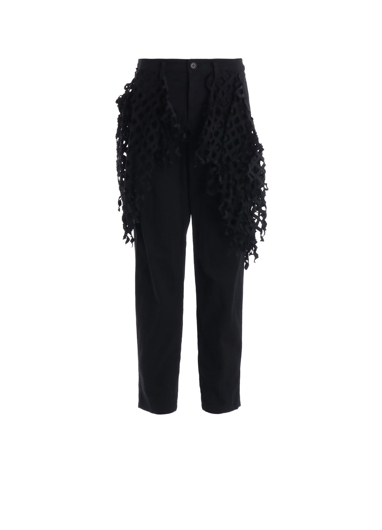 BLACK DENIM DESIGNED PANEL PANTS