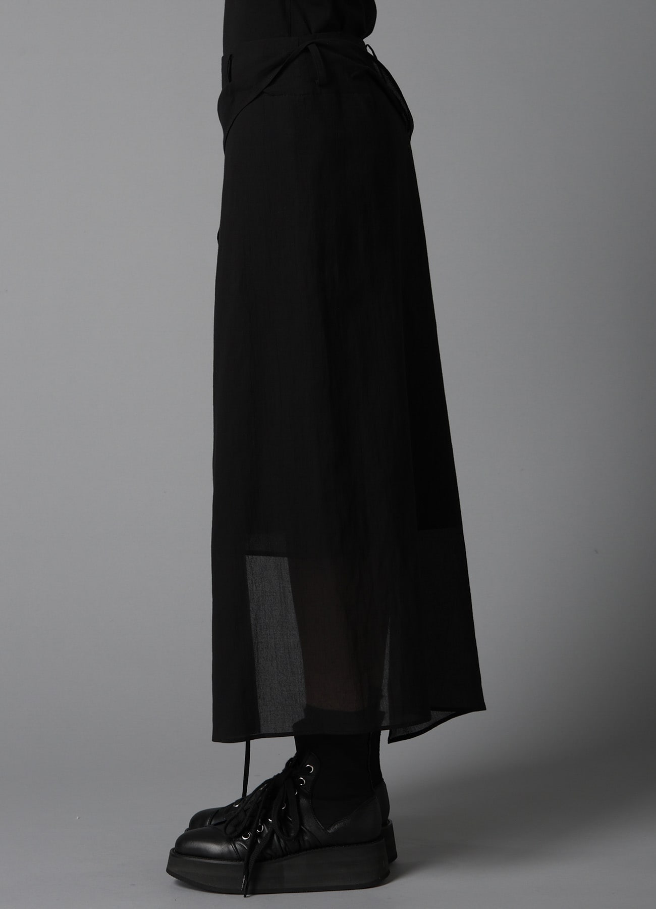 COTTON CHIFFON LACE-UP SKIRT