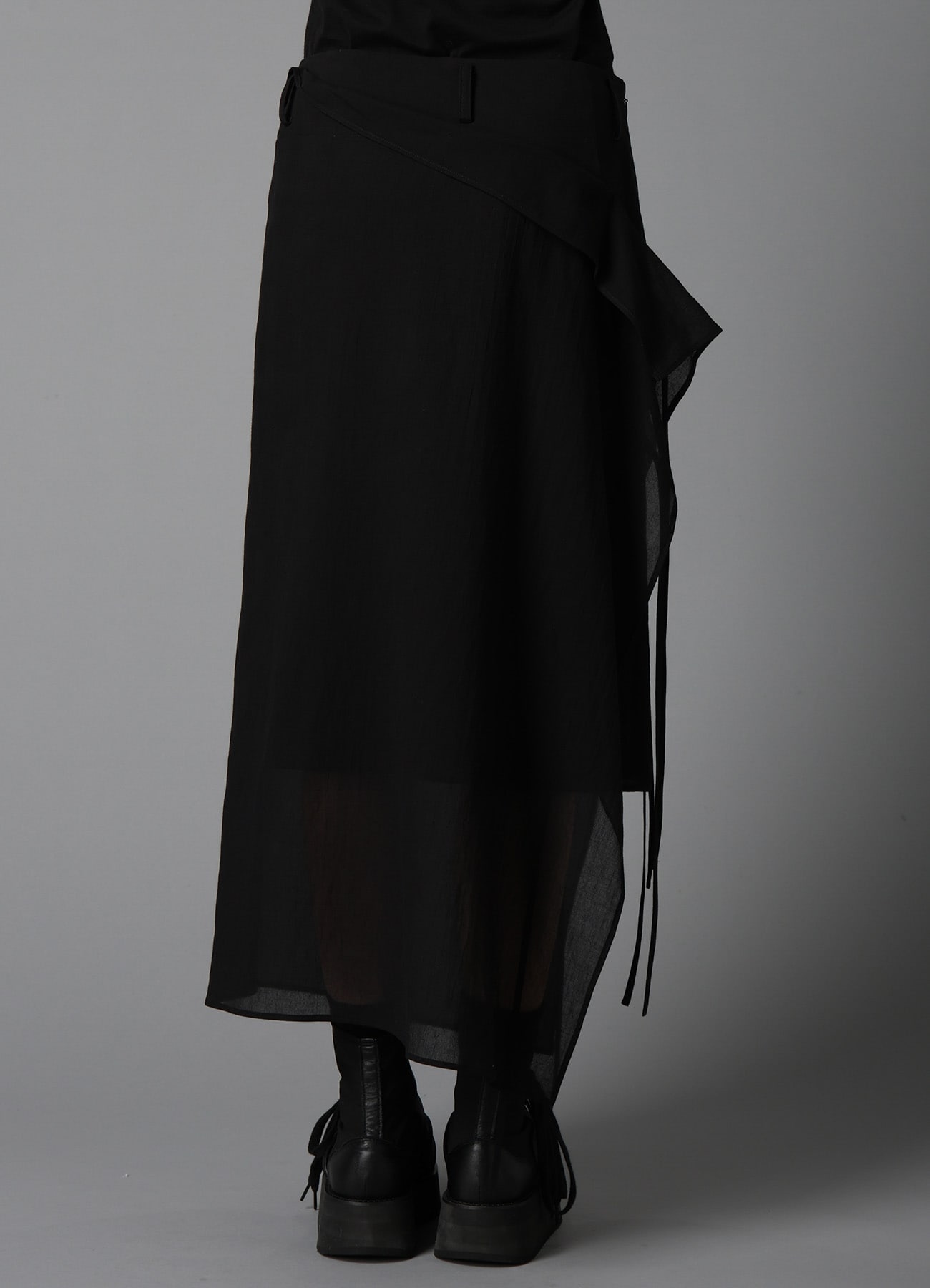 COTTON CHIFFON LACE-UP SKIRT