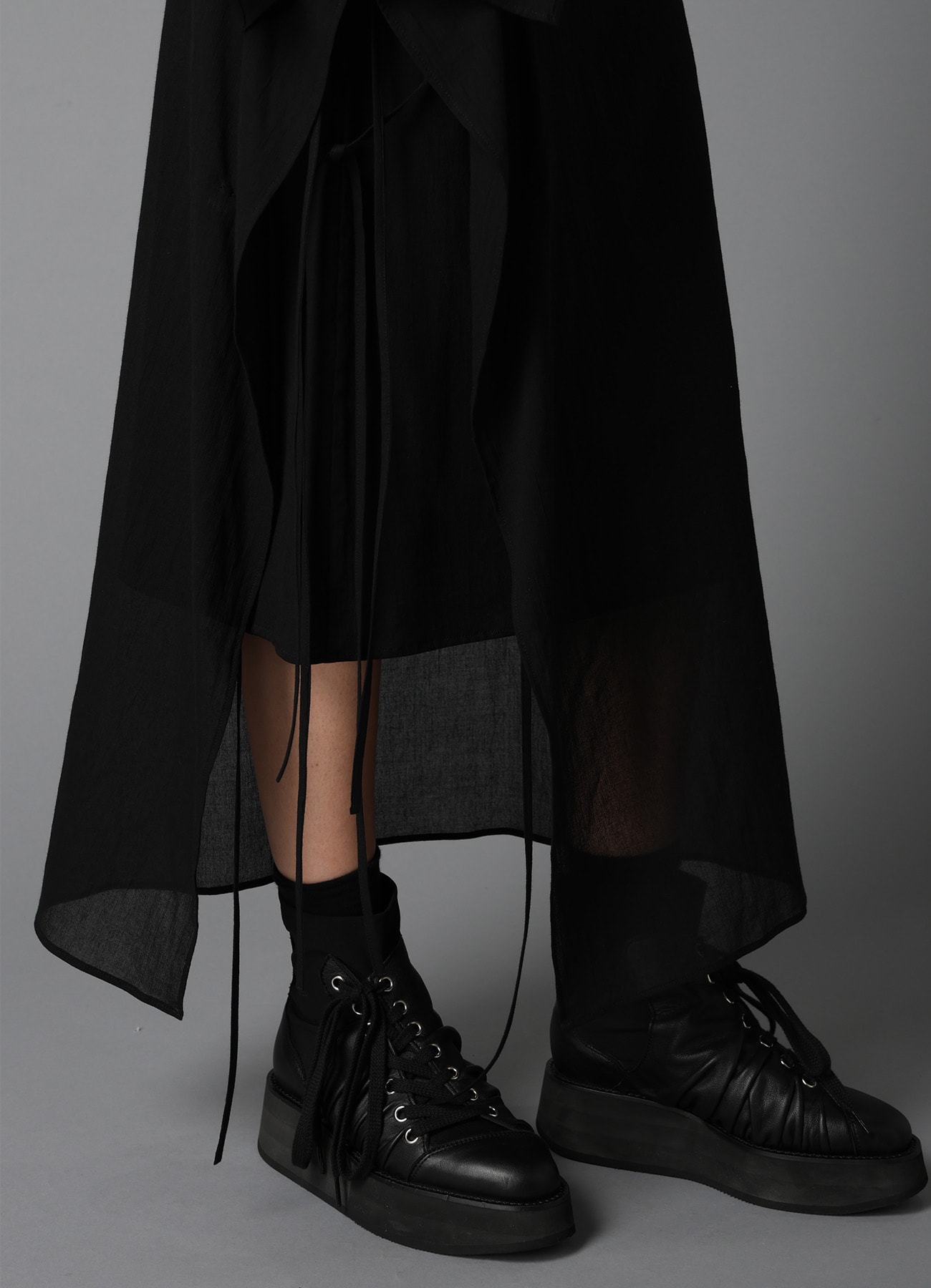 COTTON CHIFFON LACE-UP SKIRT