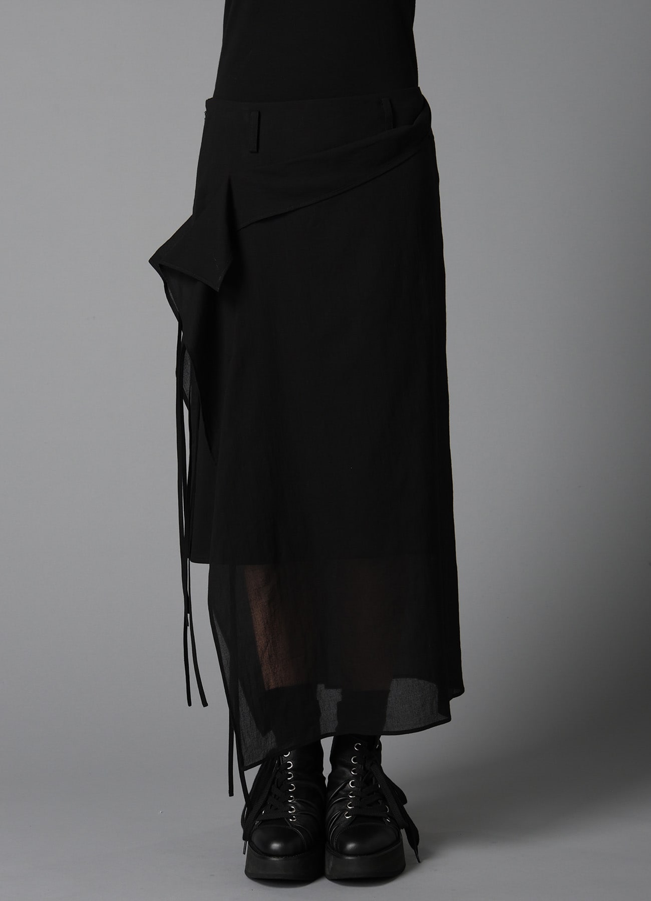 COTTON CHIFFON LACE-UP SKIRT