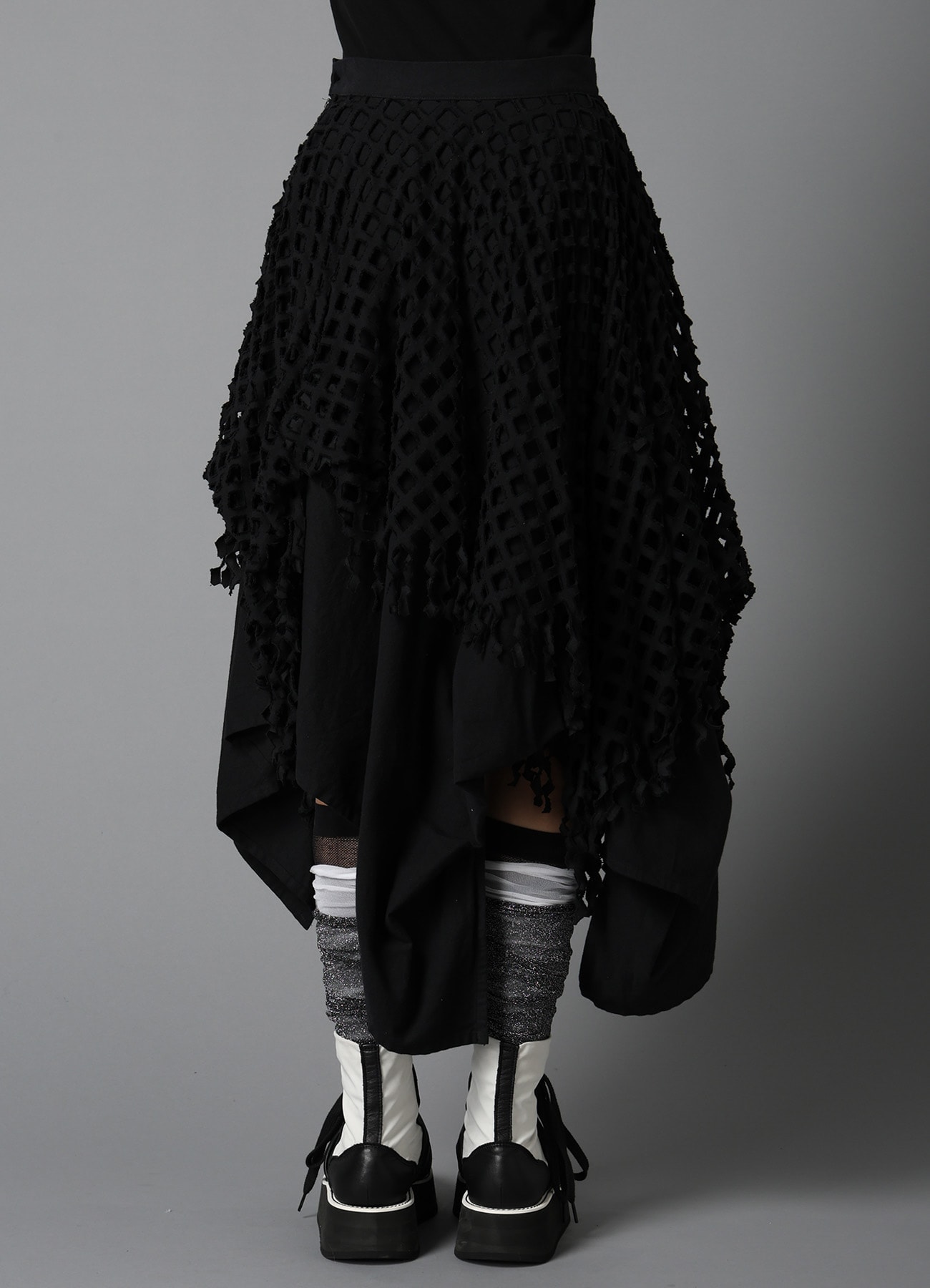 BLACK DENIM LAYERED SKIRT