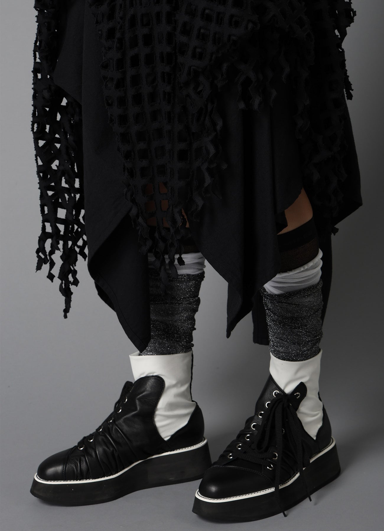 BLACK DENIM LAYERED SKIRT