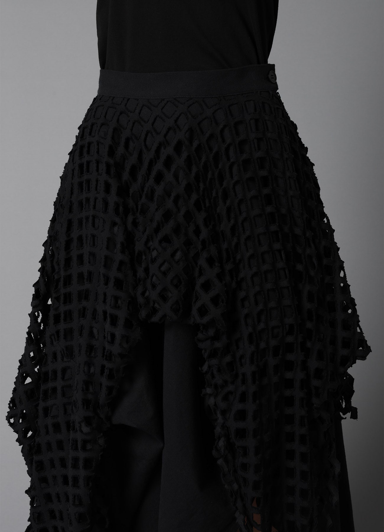 BLACK DENIM LAYERED SKIRT