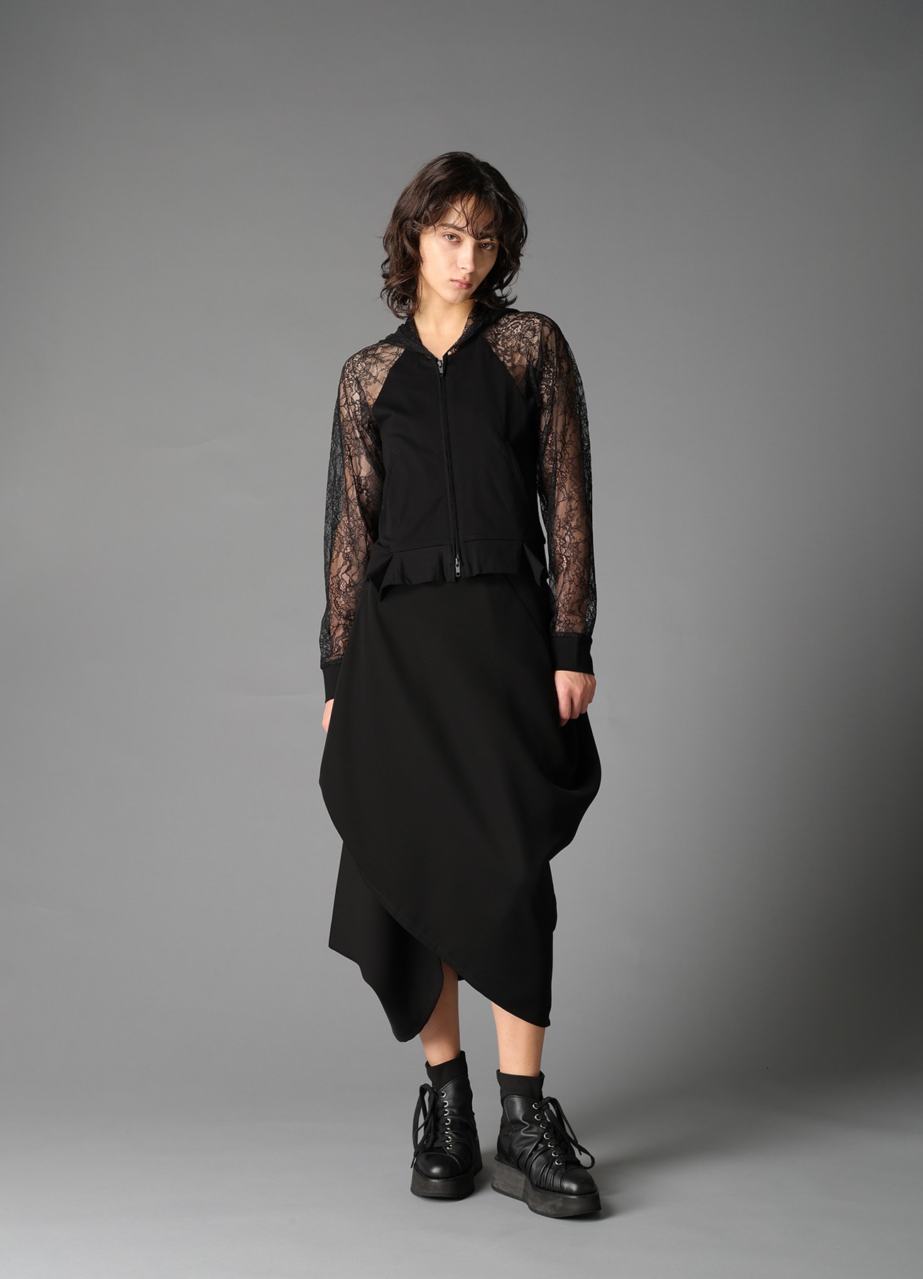 DOUBLE SATIN DRAPING SKIRT