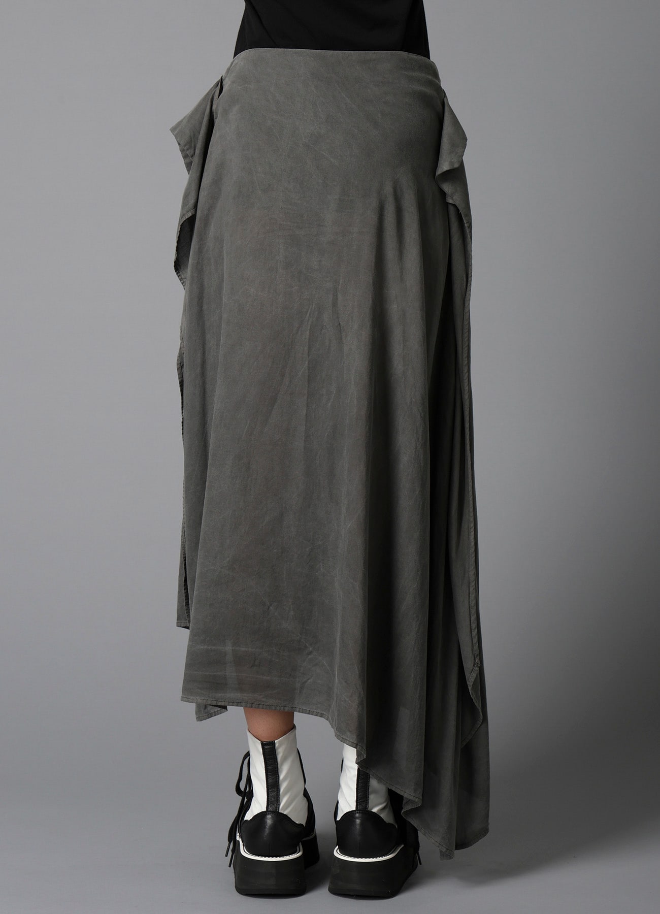 GARMENT-DYED LAWN SQUARE SKIRT A