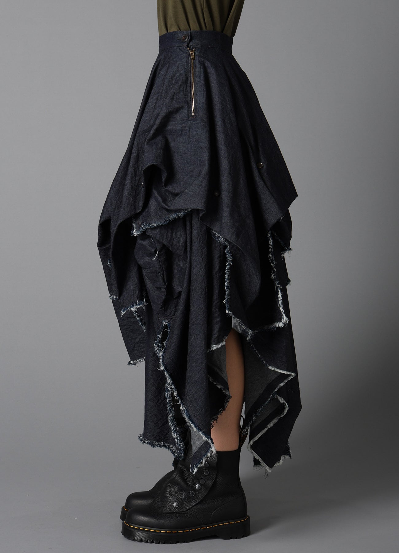 6oz DENIM DESIGNED HEM LAYERED SKIRT