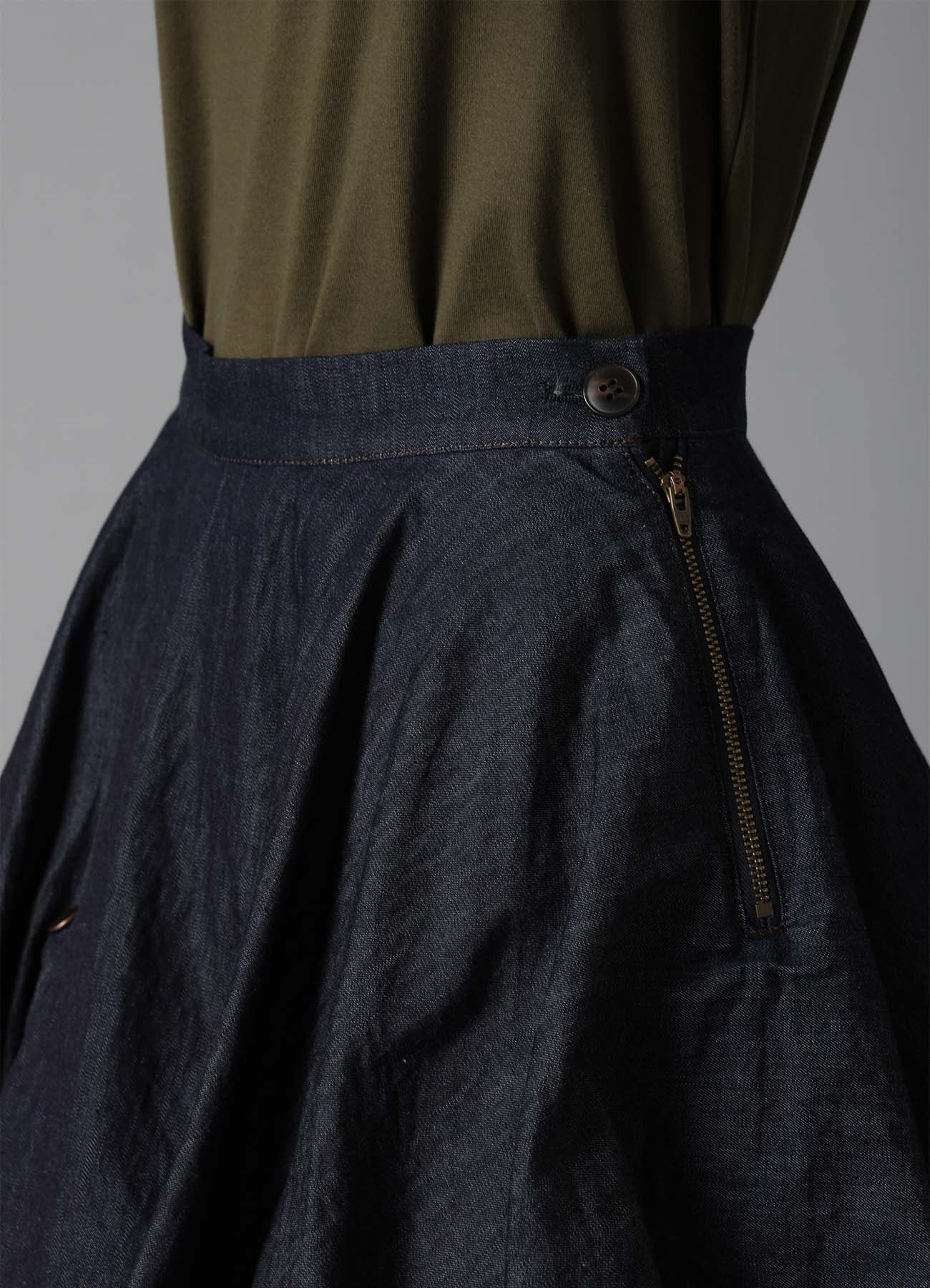 6oz DENIM DESIGNED HEM LAYERED SKIRT