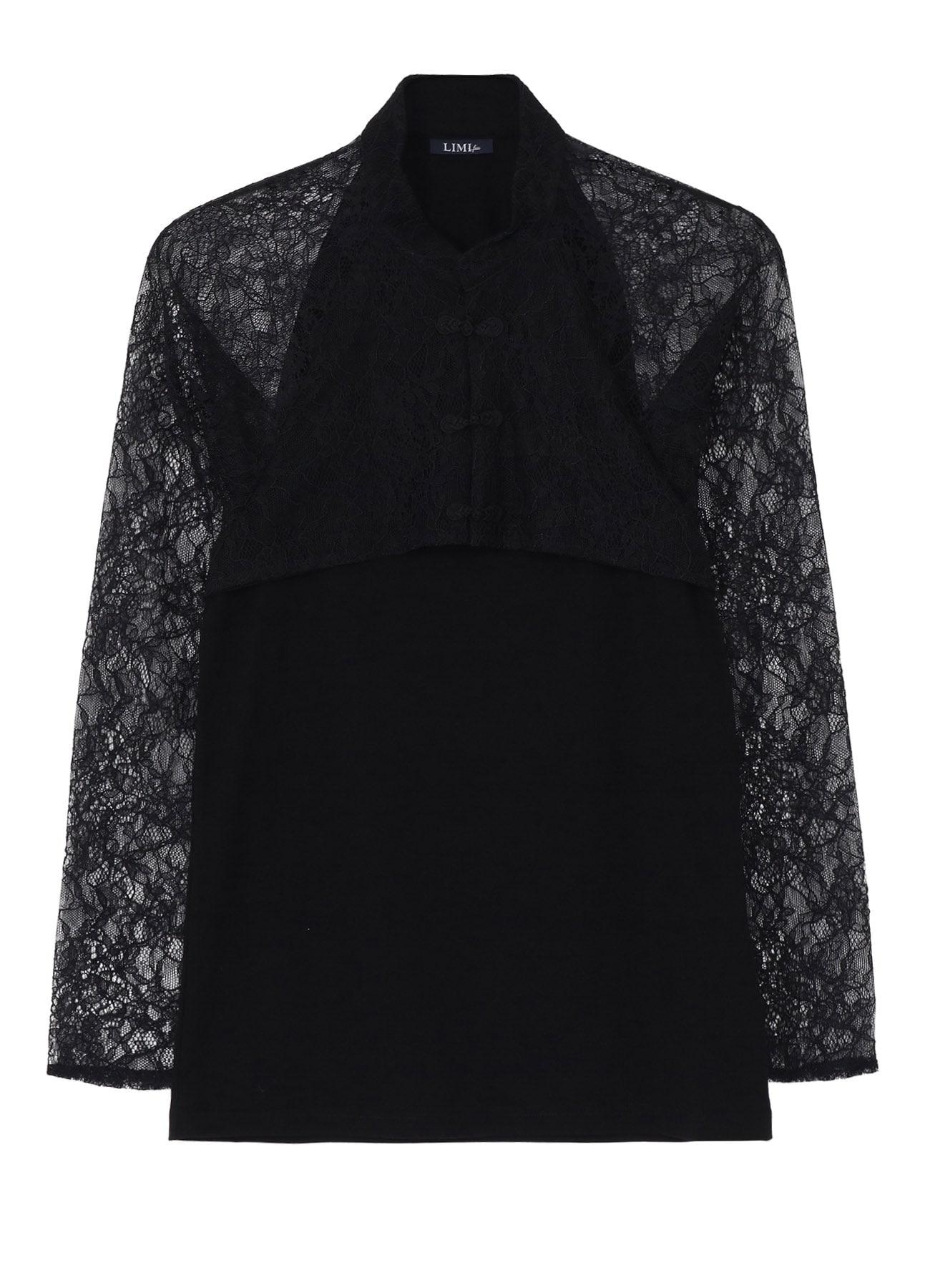 FLOWER LACE+SIGLE JERSEY LACE COMBI TEE