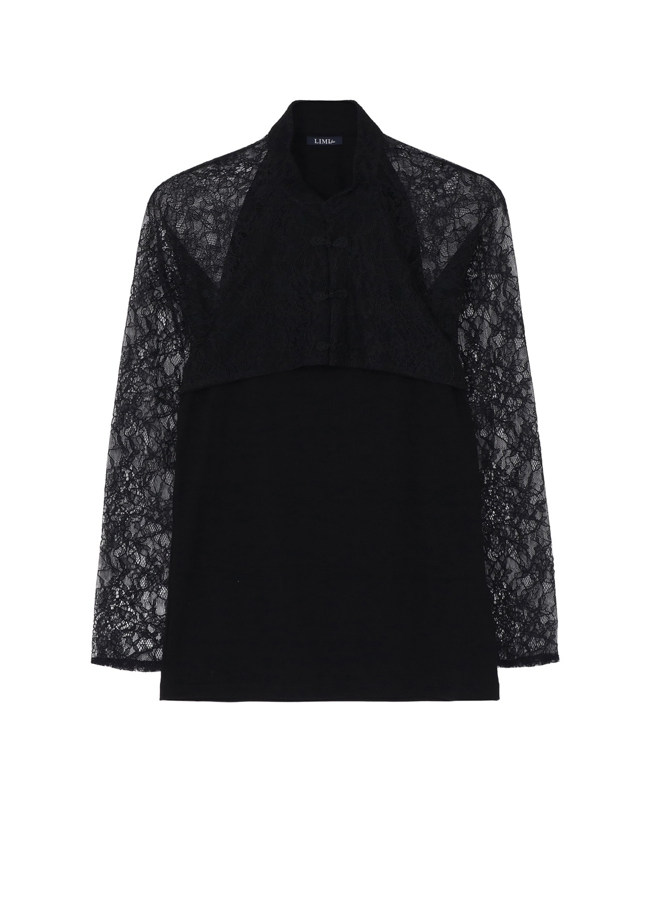 FLOWER LACE+SIGLE JERSEY LACE COMBI TEE