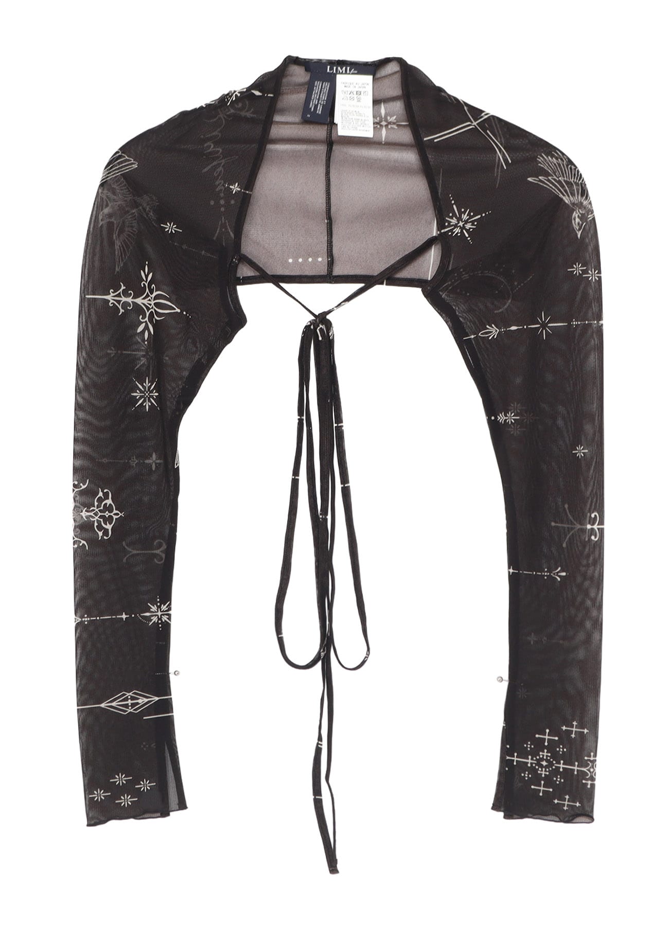 TATTOO PRINTED TULLE SLEEVE SLIT BOLERO