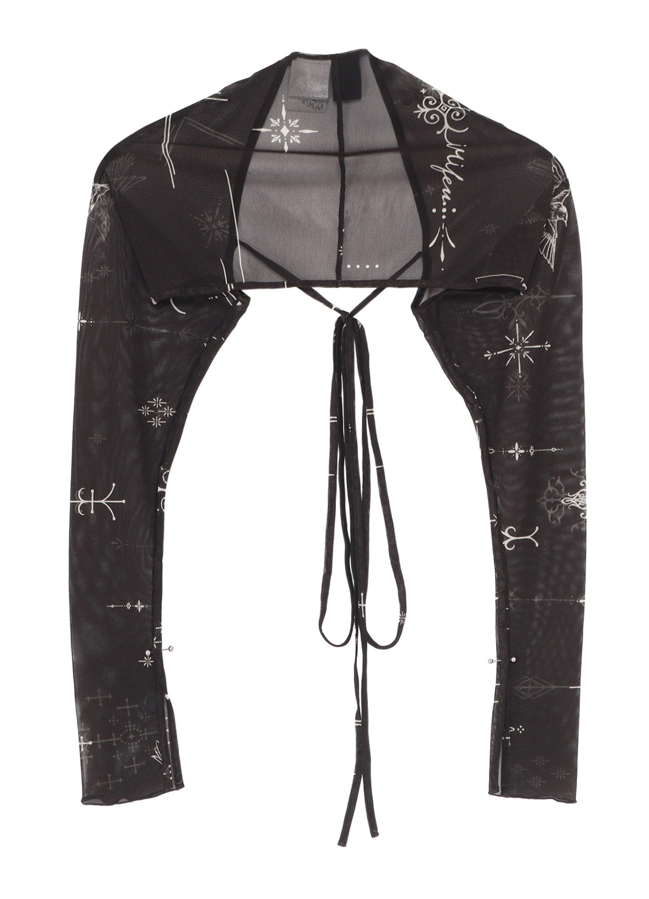 TATTOO PRINTED TULLE SLEEVE SLIT BOLERO