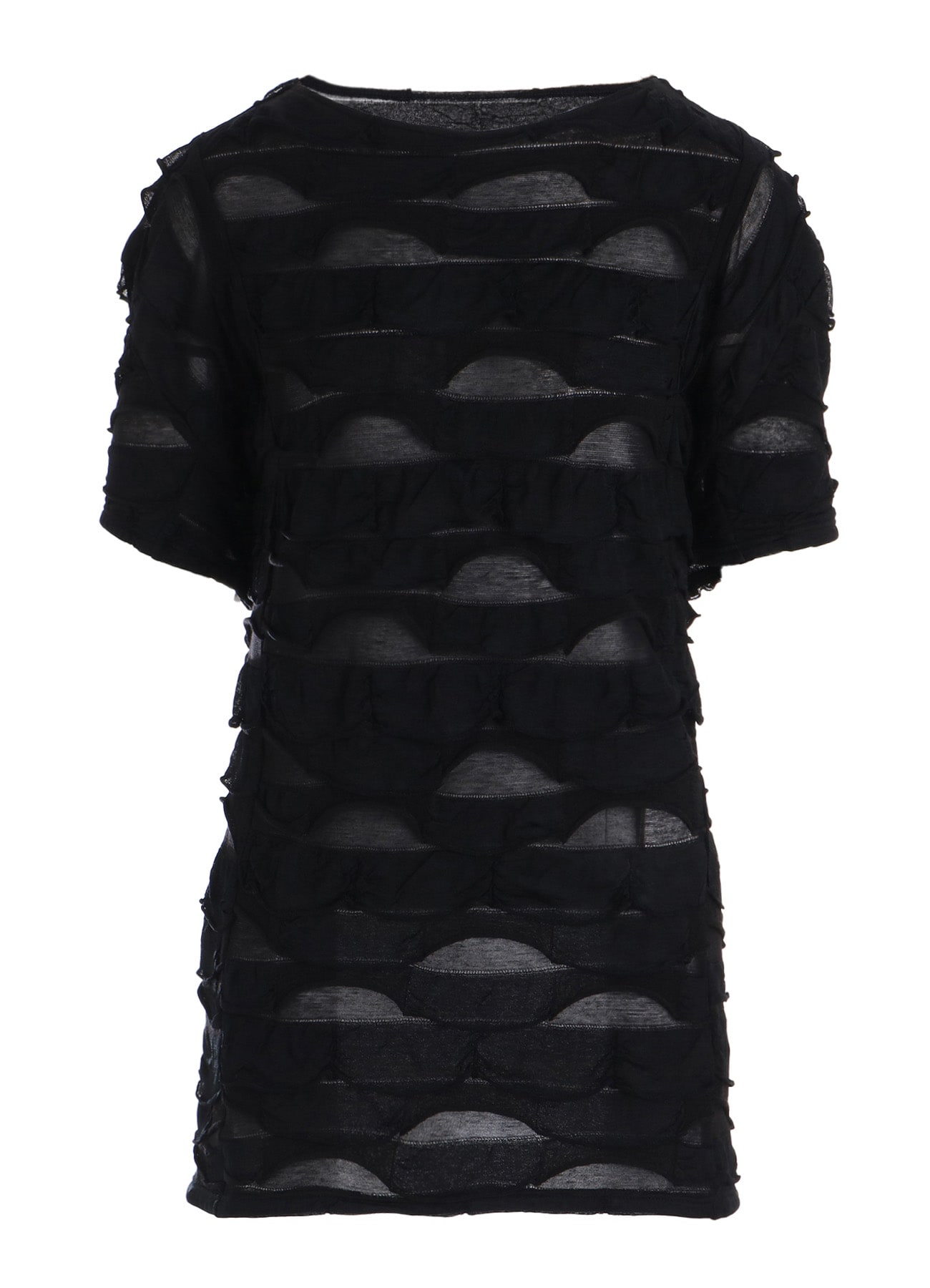 FRILL JACQUARD PANEL DESIGN LONG SLEEVE TEE