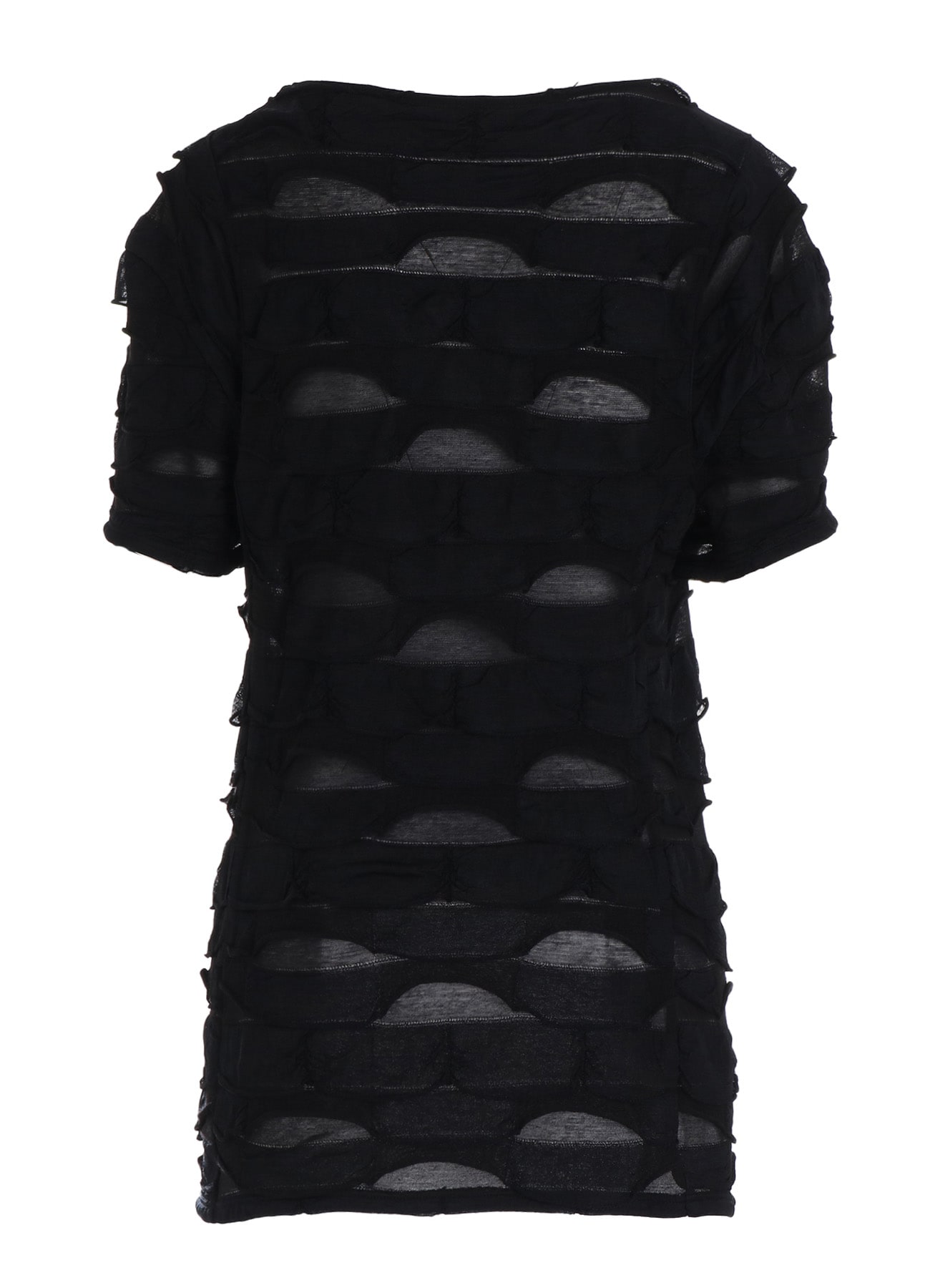 FRILL JACQUARD PANEL DESIGN LONG SLEEVE TEE