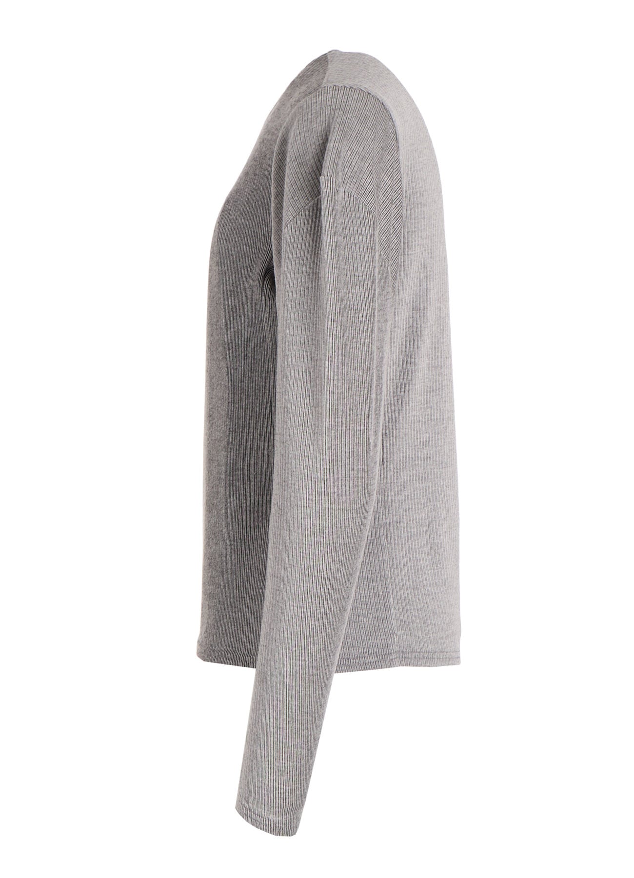 NATURAL RIB PANEL DESIGN LONG SLEEVE TEE