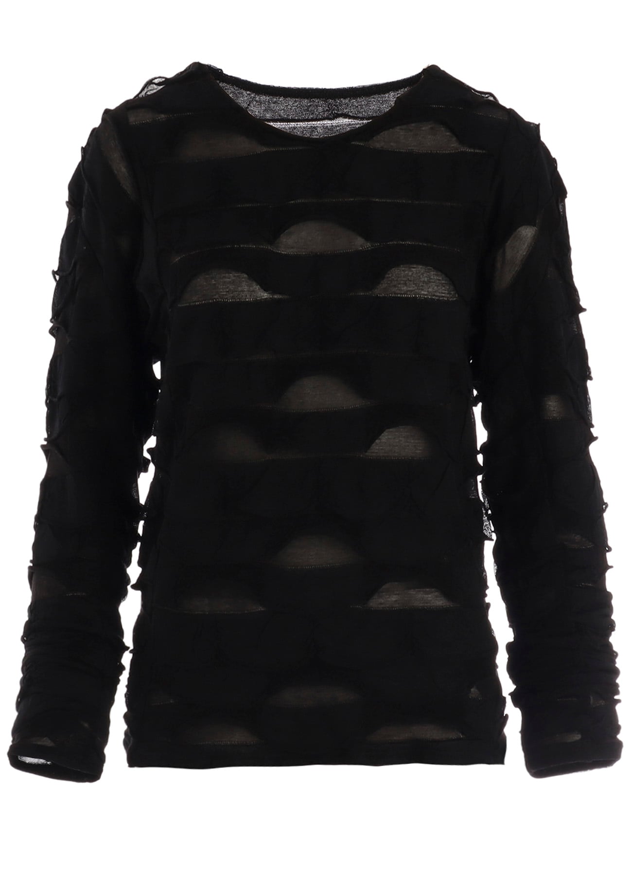 FRILLED JACQUARD  PANEL DESIGN LONG SLEEVE TEE