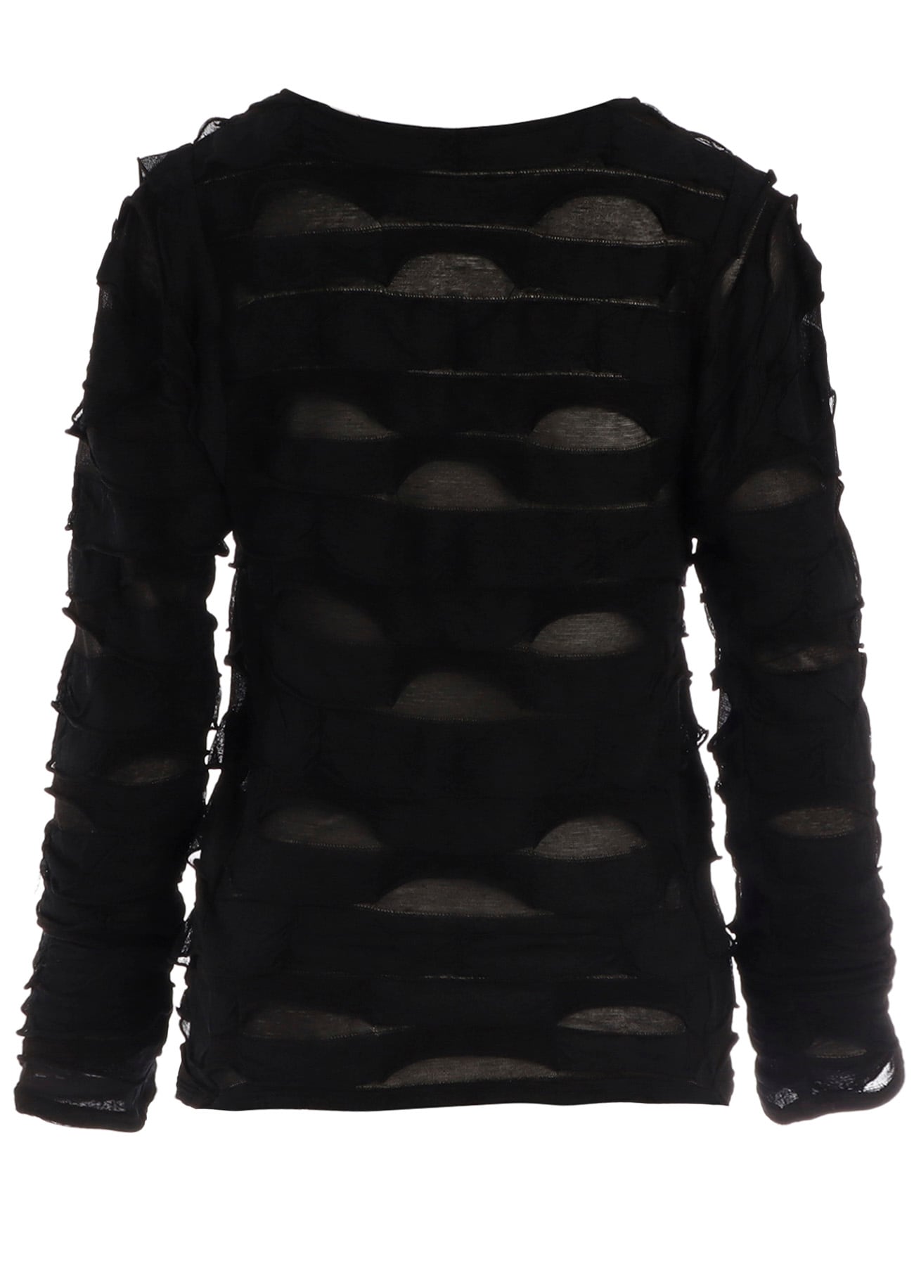 FRILLED JACQUARD  PANEL DESIGN LONG SLEEVE TEE