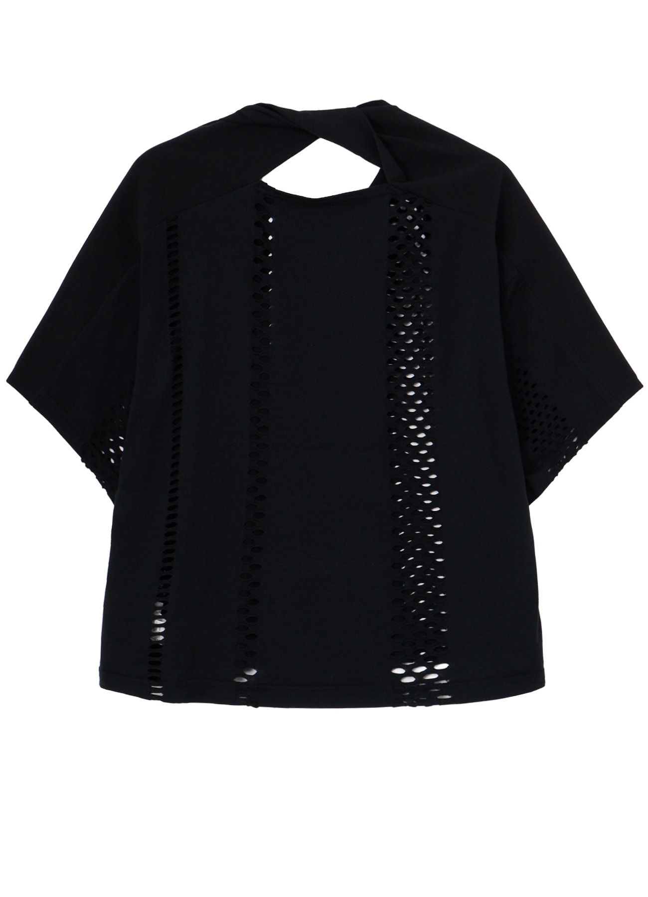 EYELET STRIPES BACK TWIST DETAIL TEE