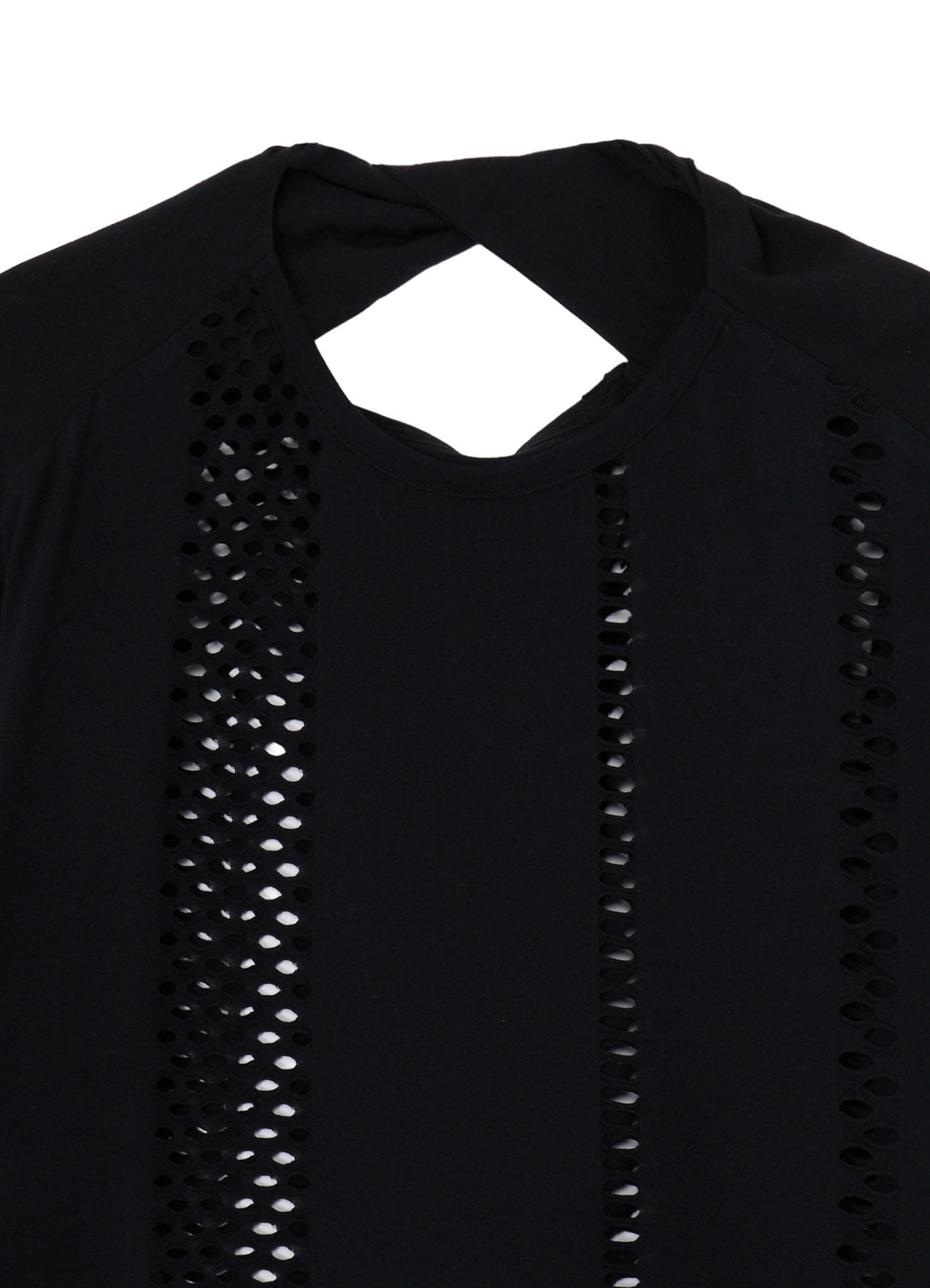 EYELET STRIPES BACK TWIST DETAIL TEE